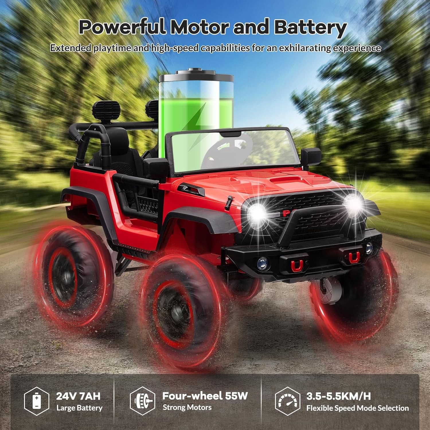24V Electric Kids Ride On Cars with Remote Control 2 Seats Truck Toys Gifts