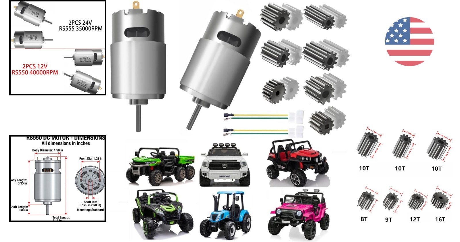 12V to 24V High-Performance Motor Set for Children’s Power Wheels – 2PCS Upgrade