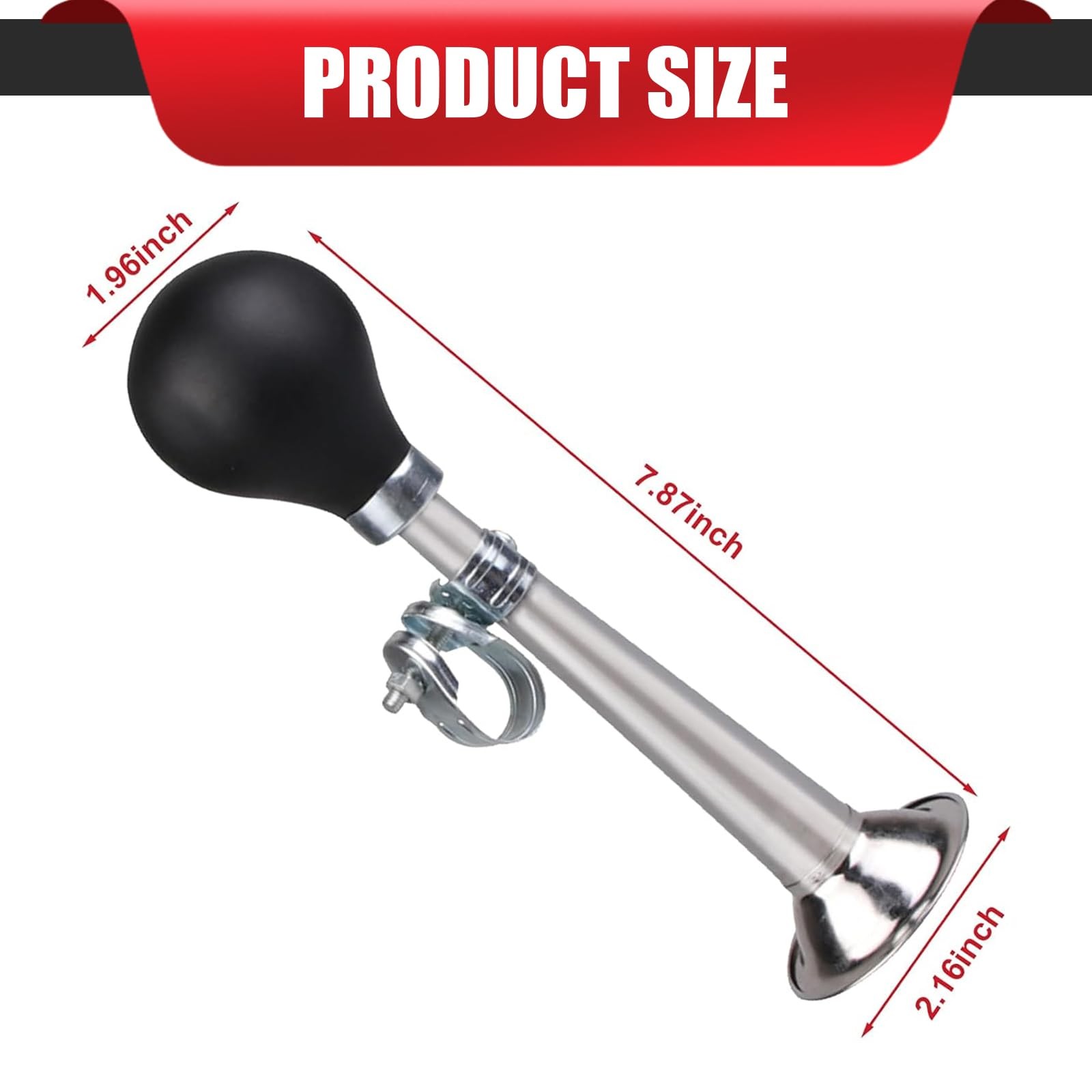 Bike Air Horn, Chrome-Plated Metal Clown Horn, Classic Retro Loudspeaker with…