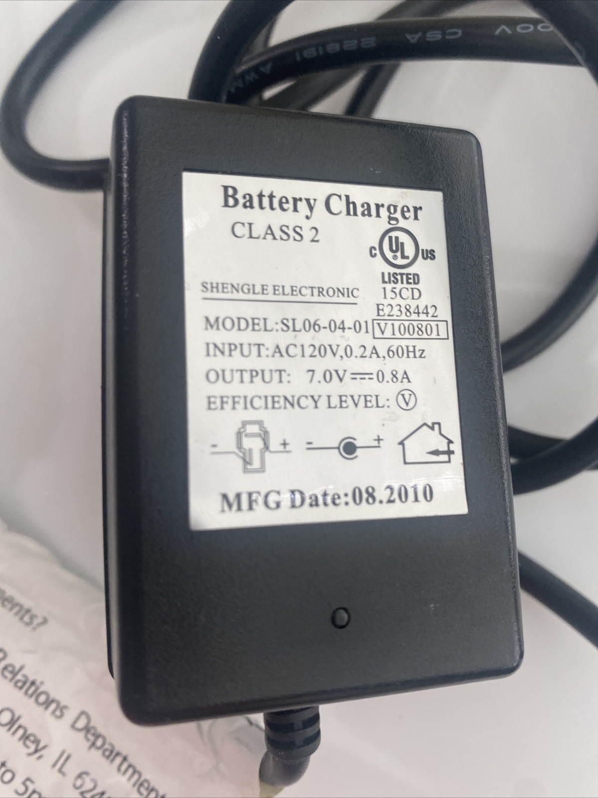 Kid Trax Battery Charger Class 2 Model SL06-04-01