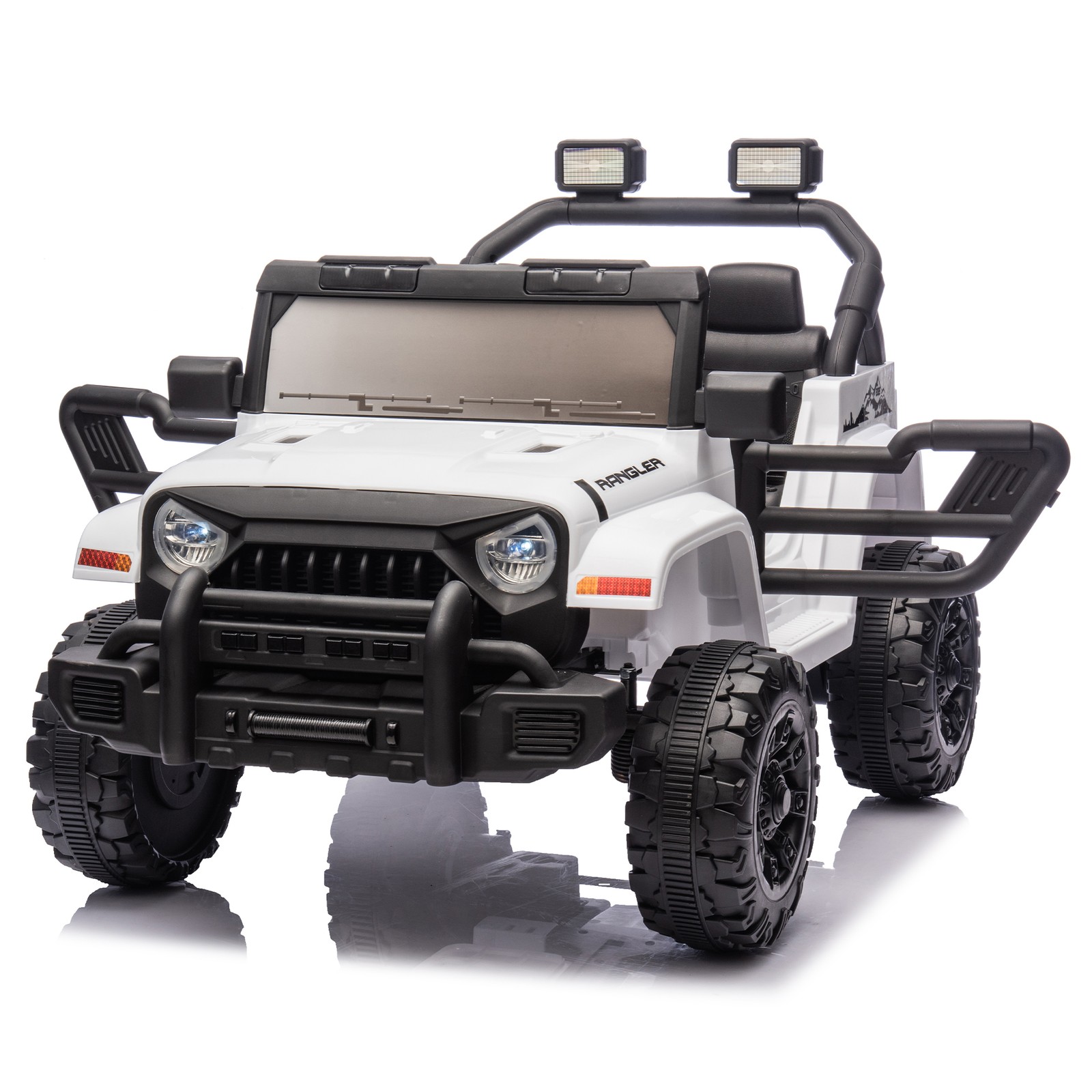 12V Kids Ride On Car Dual Drive 4 wheel With Bluetooth USB for Kids 2-4 White