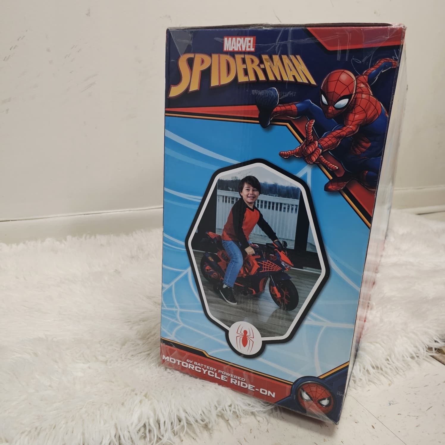 Kids Motorcycle Ride On Toy Spiderman Design Electric 6V Rechargeable Battery