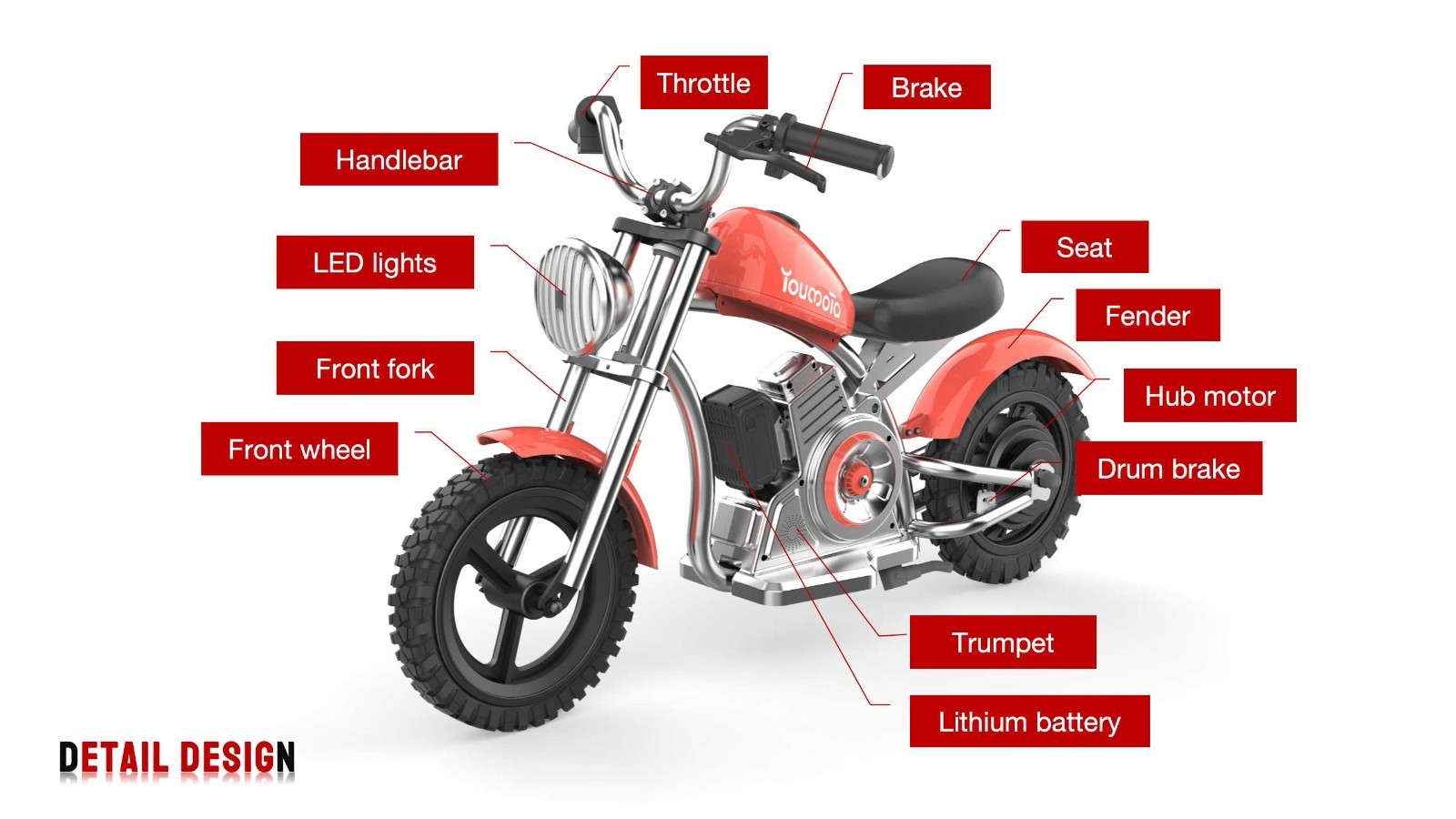 KB-20H Kids Motorcycle 12Inch Electric Bike Small Size Chopper Bike For Kids