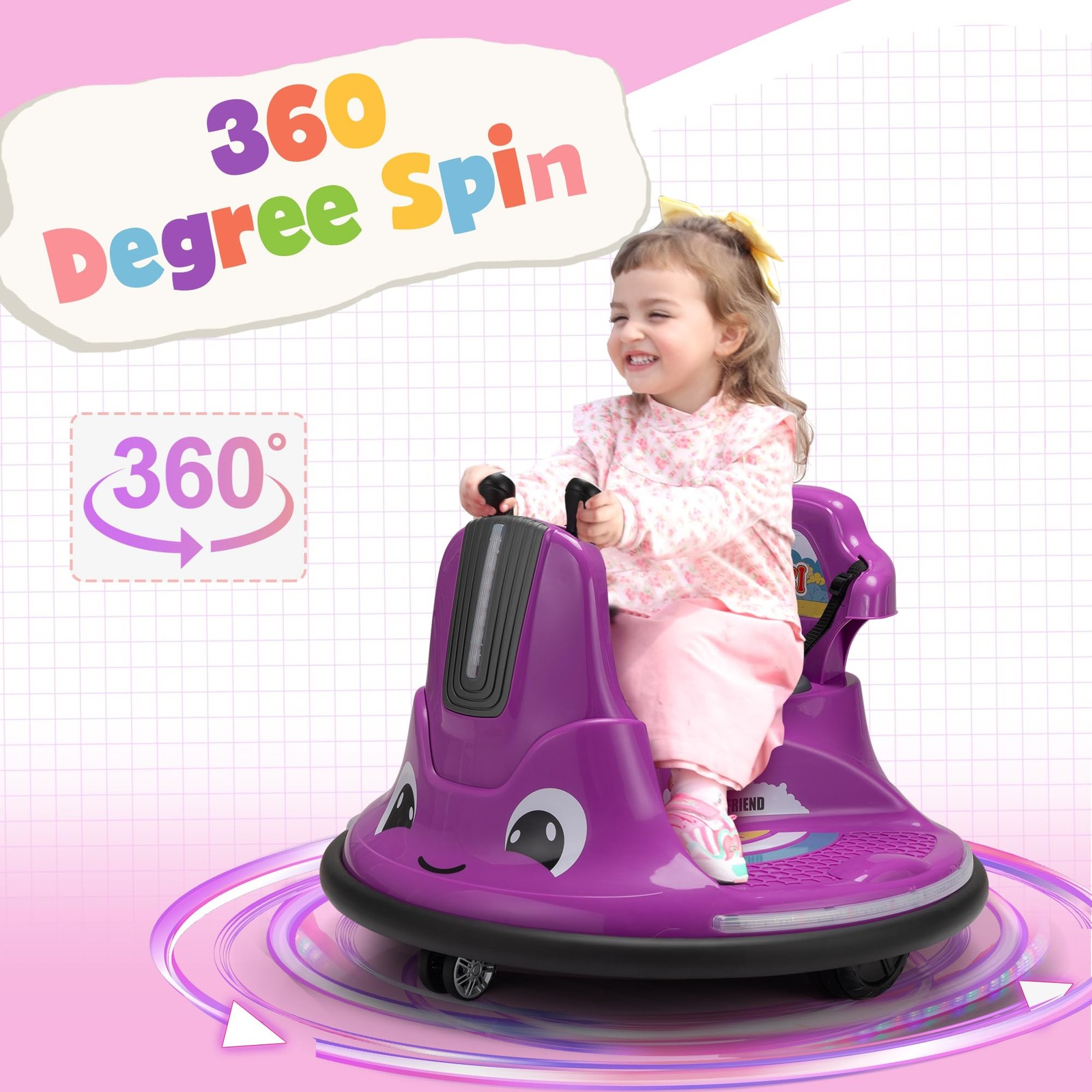 TOBBI Kids Snail Bumper Car, 12V Battery Powered Toddler Large, Dark Purple