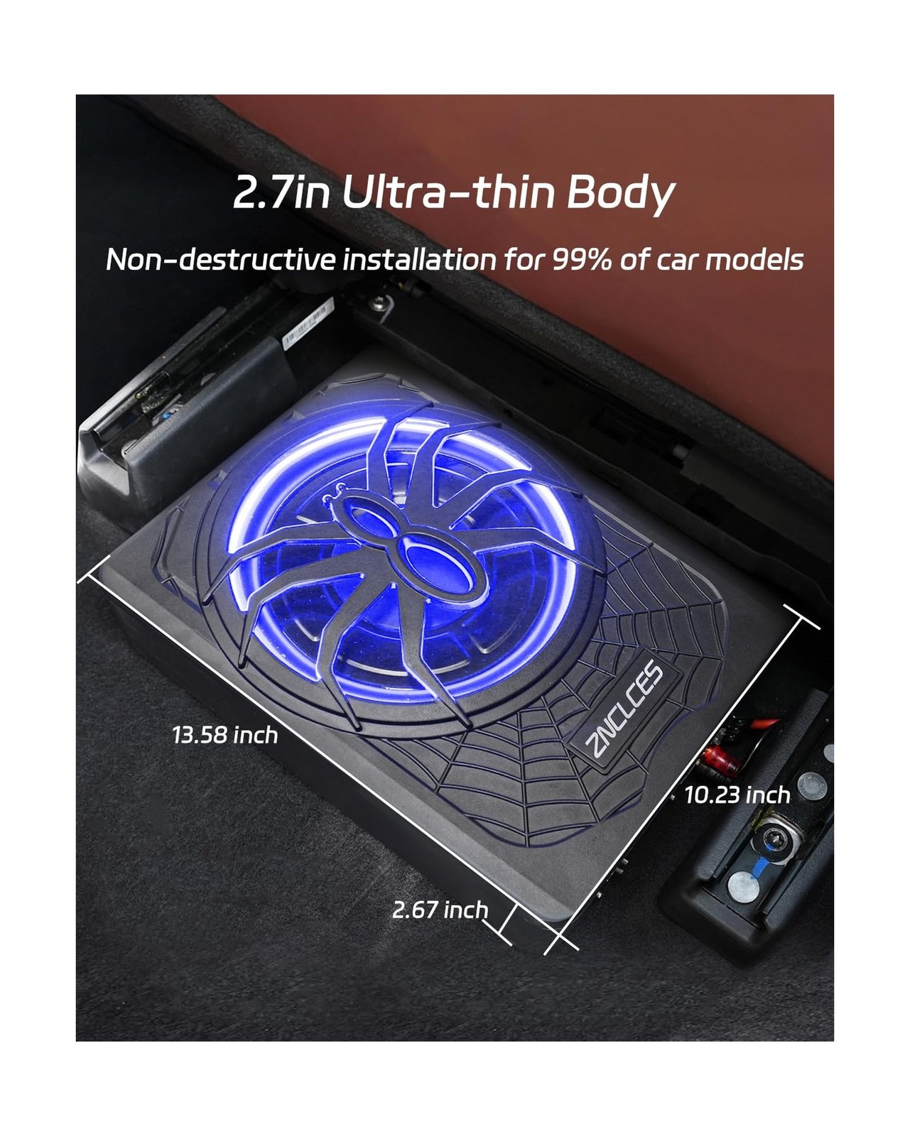 2025 Upgraded 10″1200W Slim Under Seat Powered Car Subwoofer, Car/Truck Sub B…