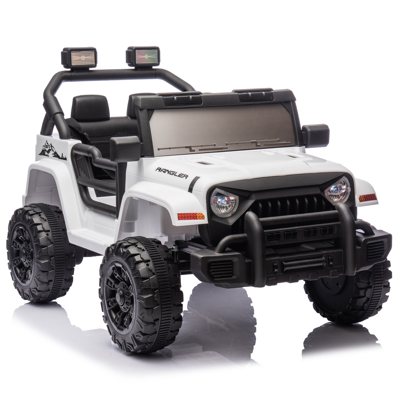 12V Kids Ride On Car Dual Drive 4 wheel With Bluetooth USB for Kids 2-4 White