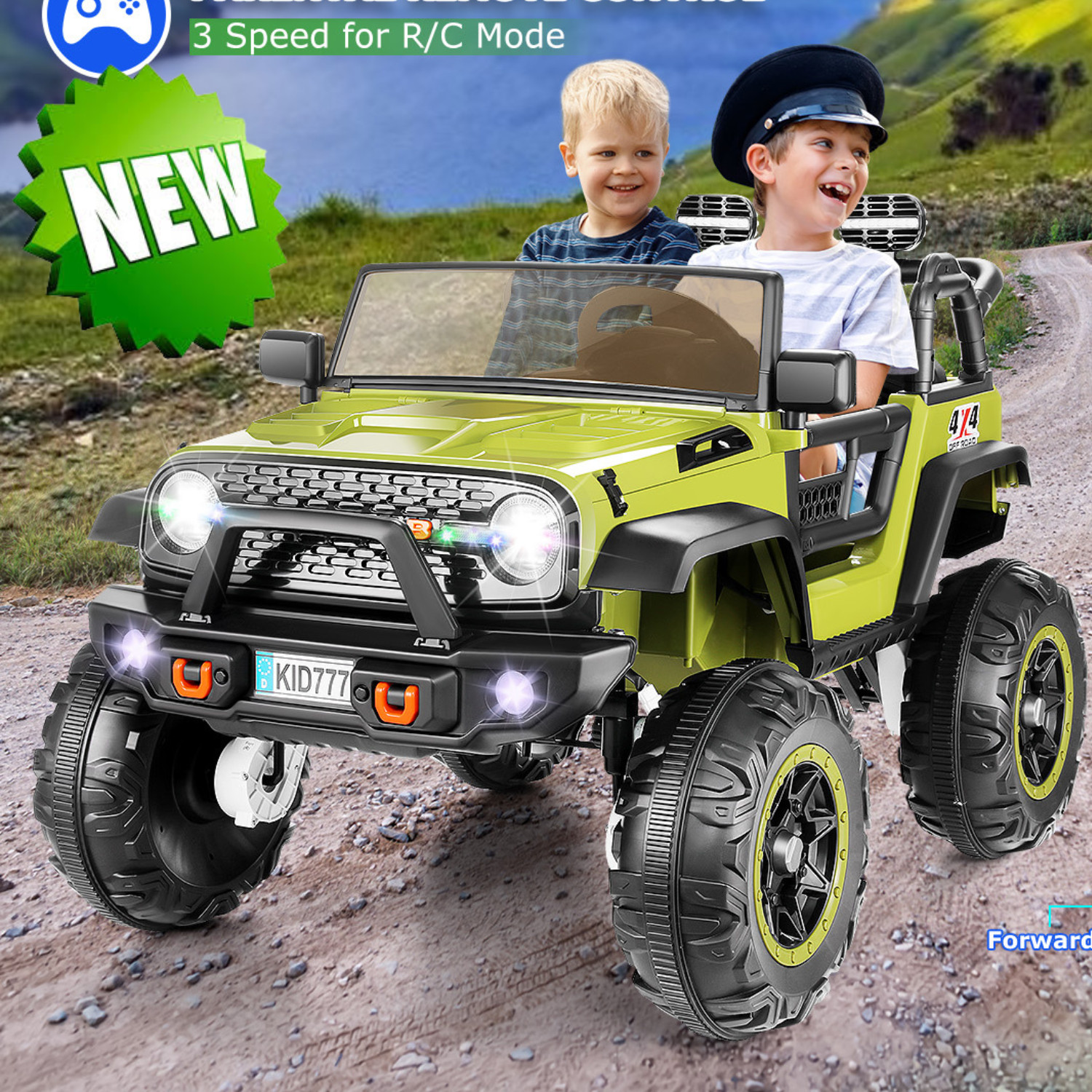 24V Kids Ride on Car,Electric Truck 400W Motor 3 Speed 4×4 Powerful Engine Gift