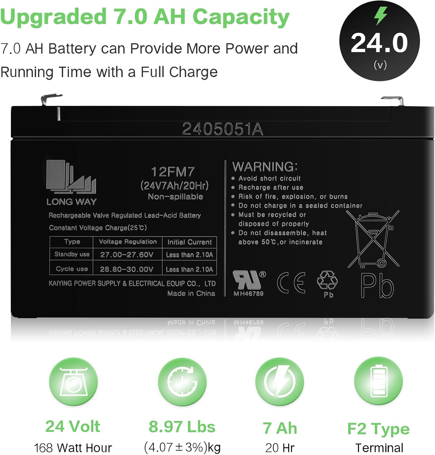 24V 7AH Battery for Ride on Car UTV