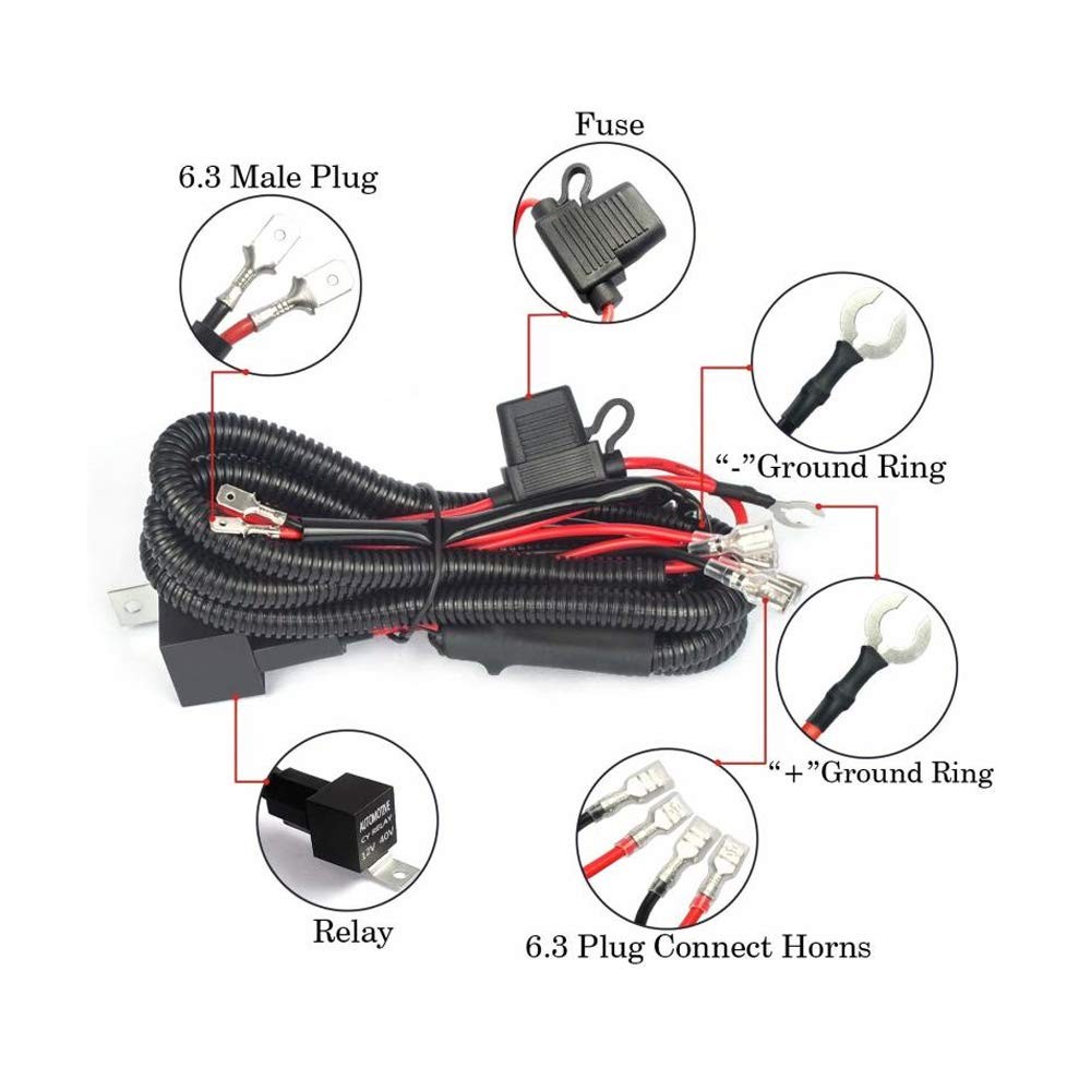 Somaer 12V Horn Wiring Harness Relay Kit for Car Truck Grille Mount Blast Ton…