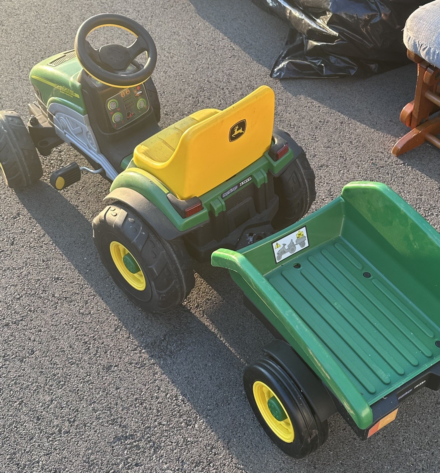 Peg Perego John Deere Farm Tractor and Trailer Pedal Ride-On Toy for Kids