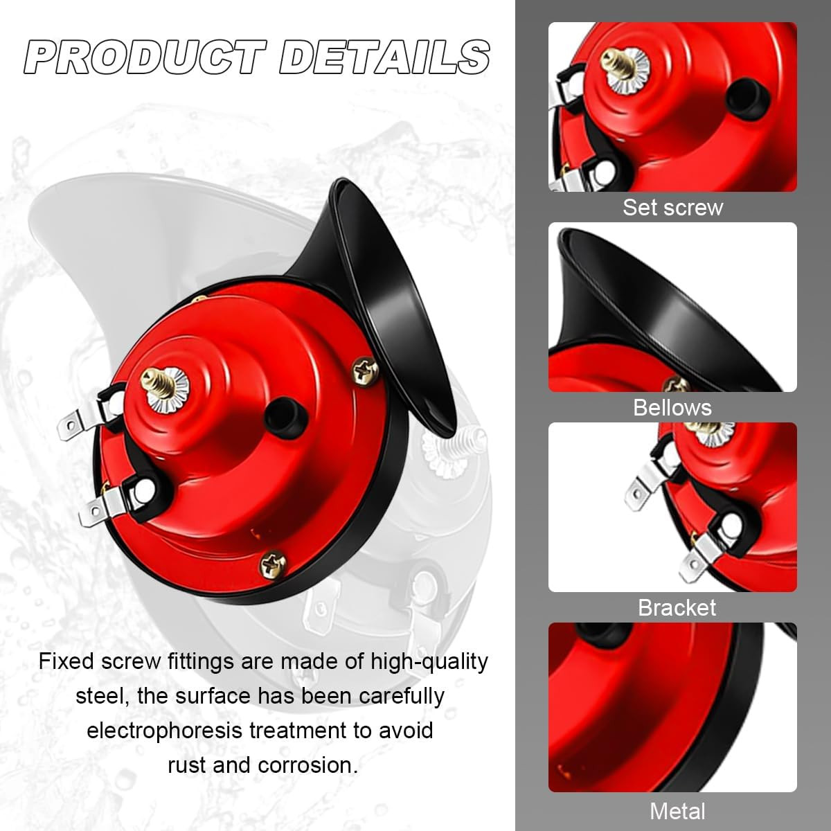 Super Loud Car Snail Horns, 12V 300DB Durable Car Horn Kit, High Low Tone