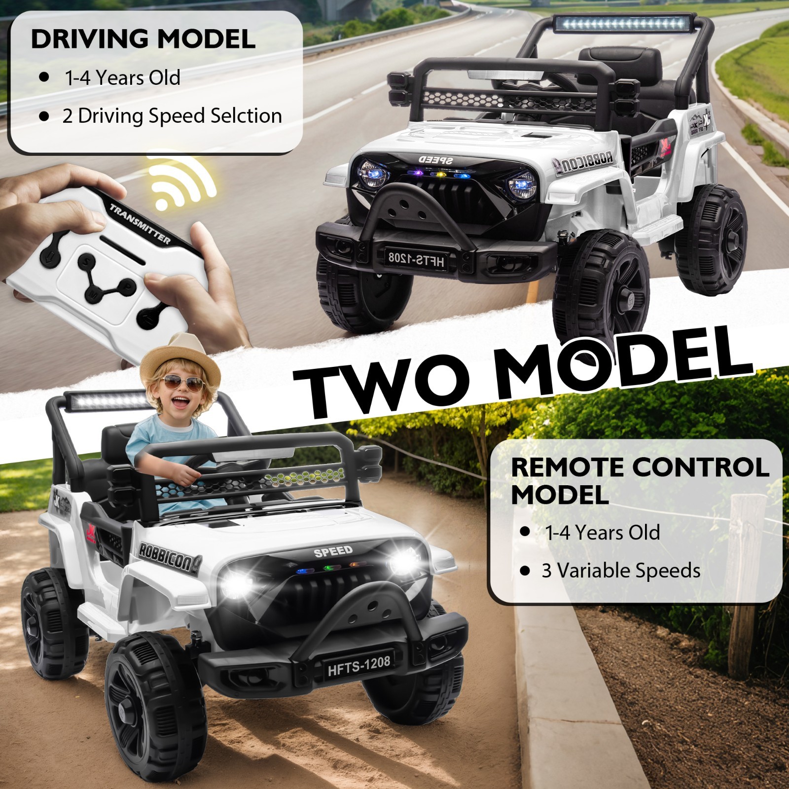 12V Electric Car Ride On Truck for Kids w/ Remote, Powered Wheels Toys,White