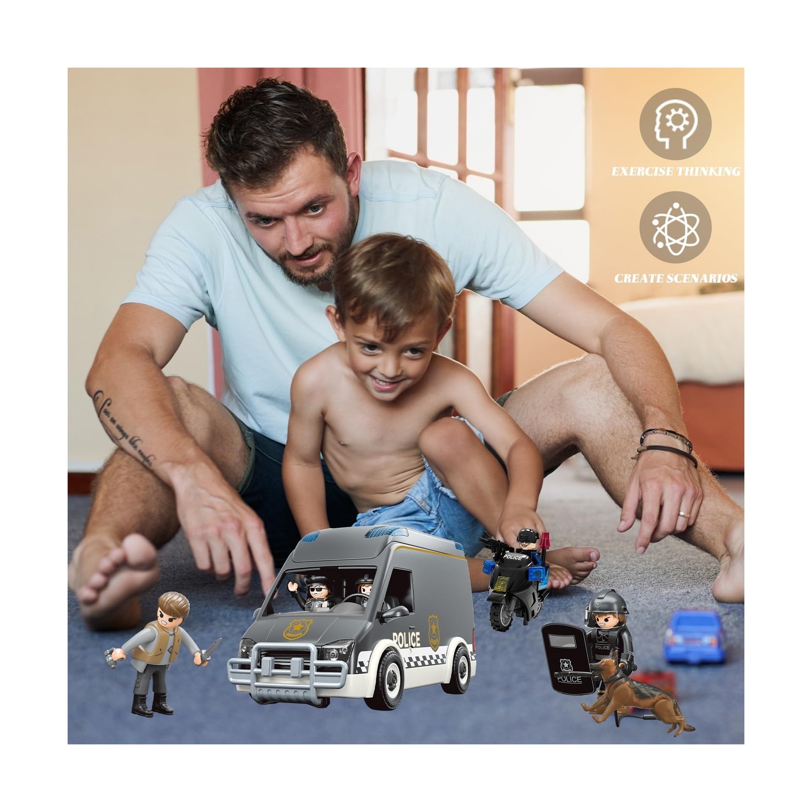 Police Car Toy Truck for Kids 3-8, Large Toy Cars with Lights &… FAST USA SHIP