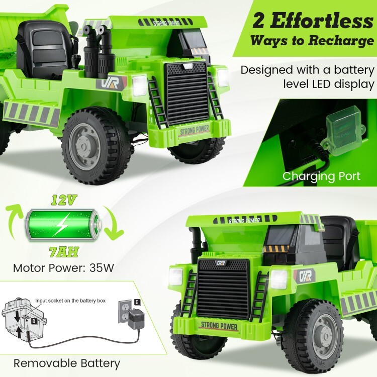 12V Battery Kids Ride on Electric Dump Truck Car Gift Kids w/2.4G Remote Control
