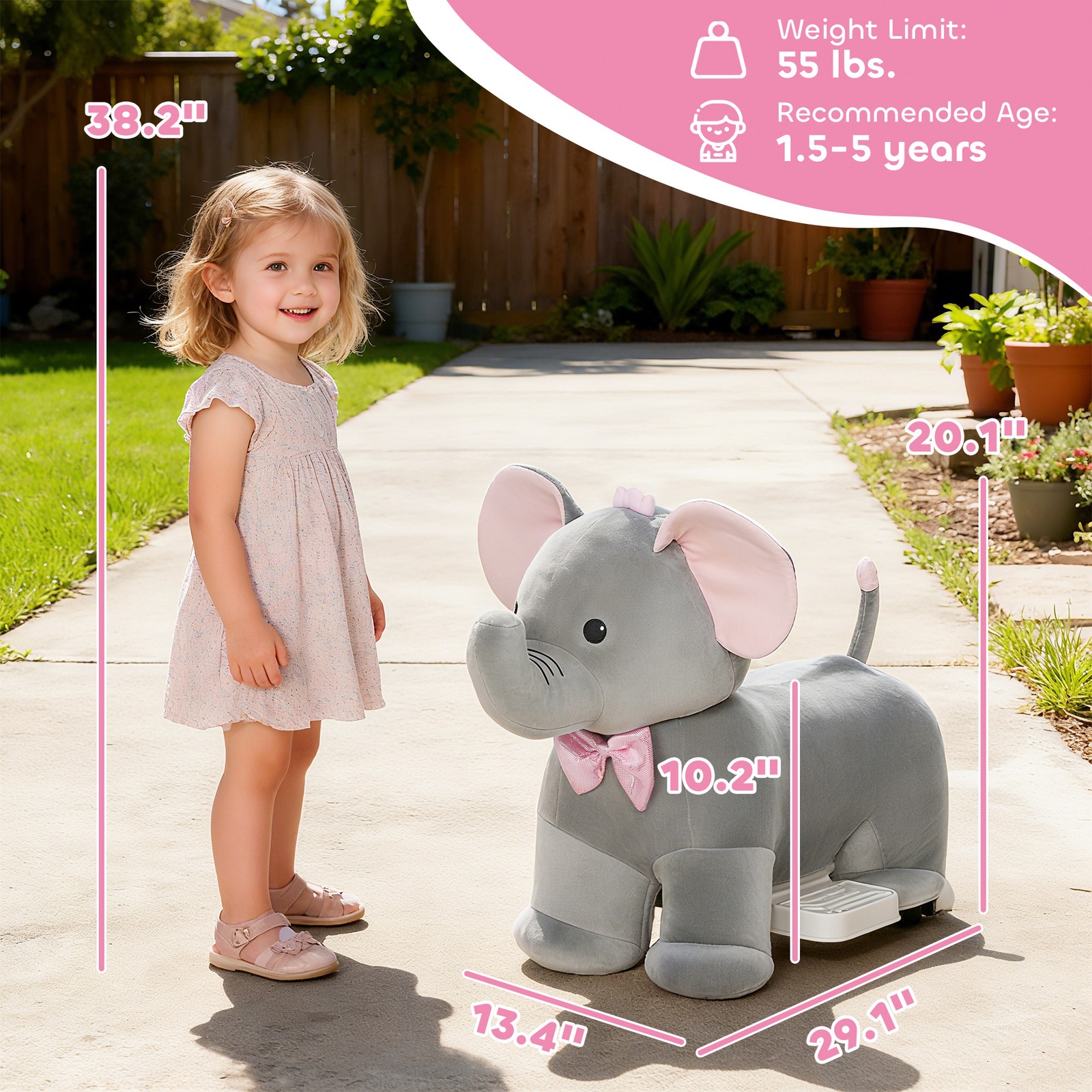 Qaba 6V Kids Electric Ride on Animal with Music Forward