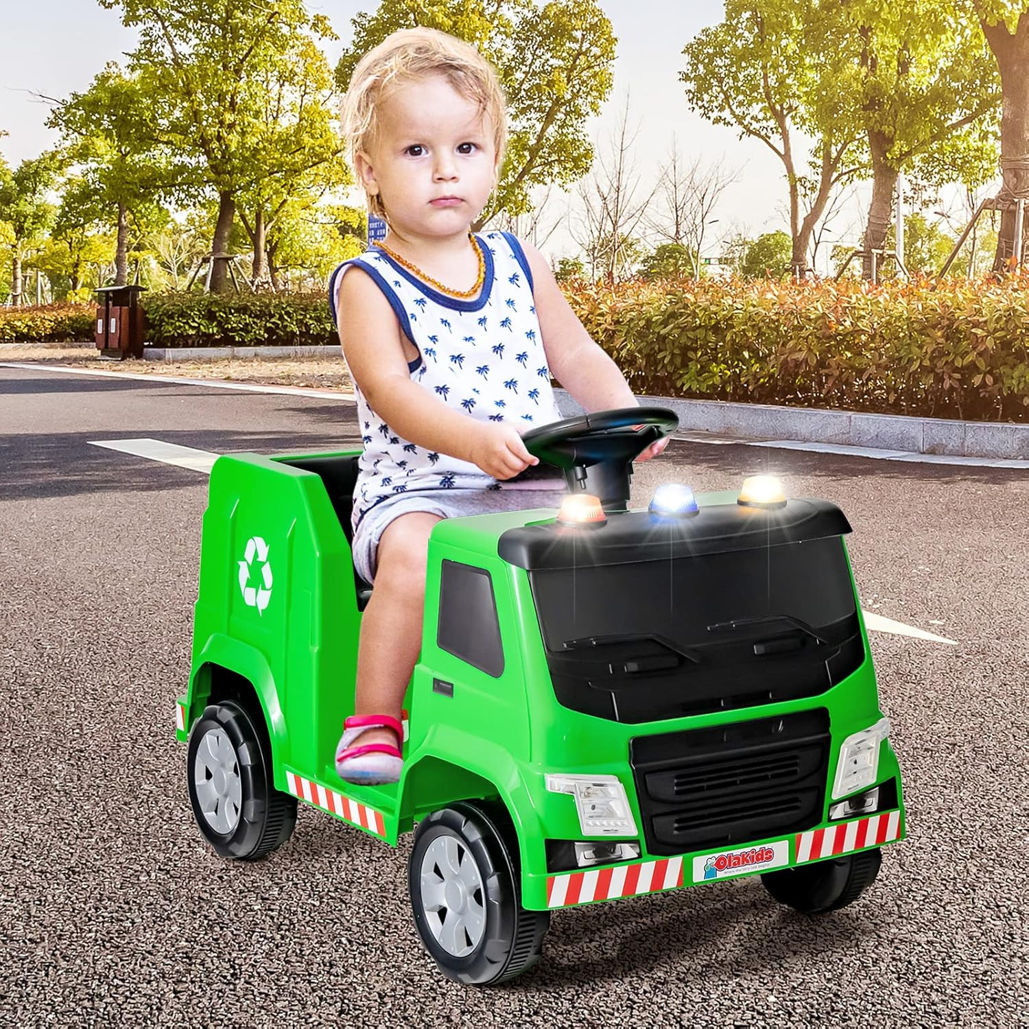 Ride on Car, Recycling Garbage Truck Electric Vehicle with Music, Horn, Warning