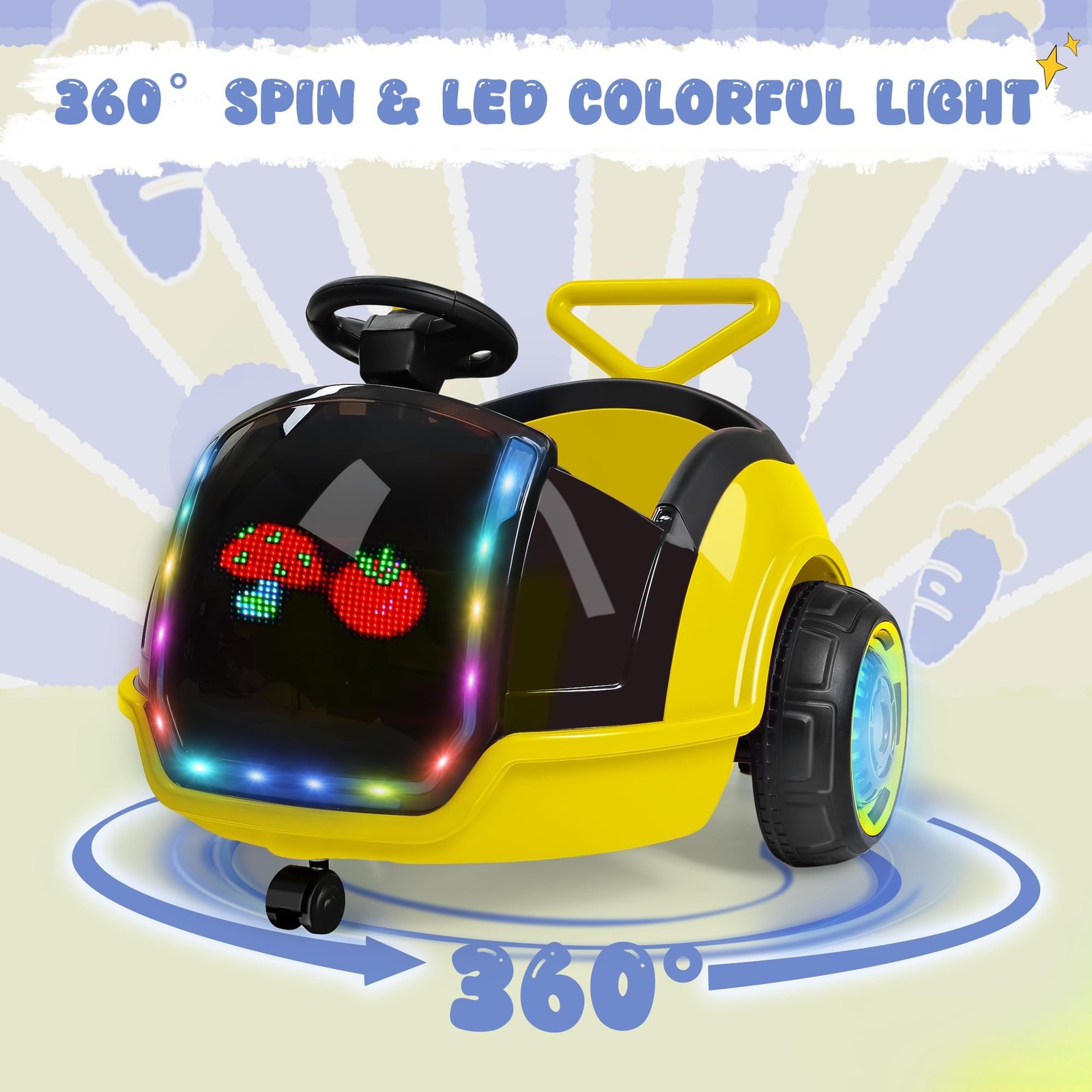 ANPABO 3-in-1 Electric Push Ride On Car, 12V Kids Ride On Toy w/Remote Contro…
