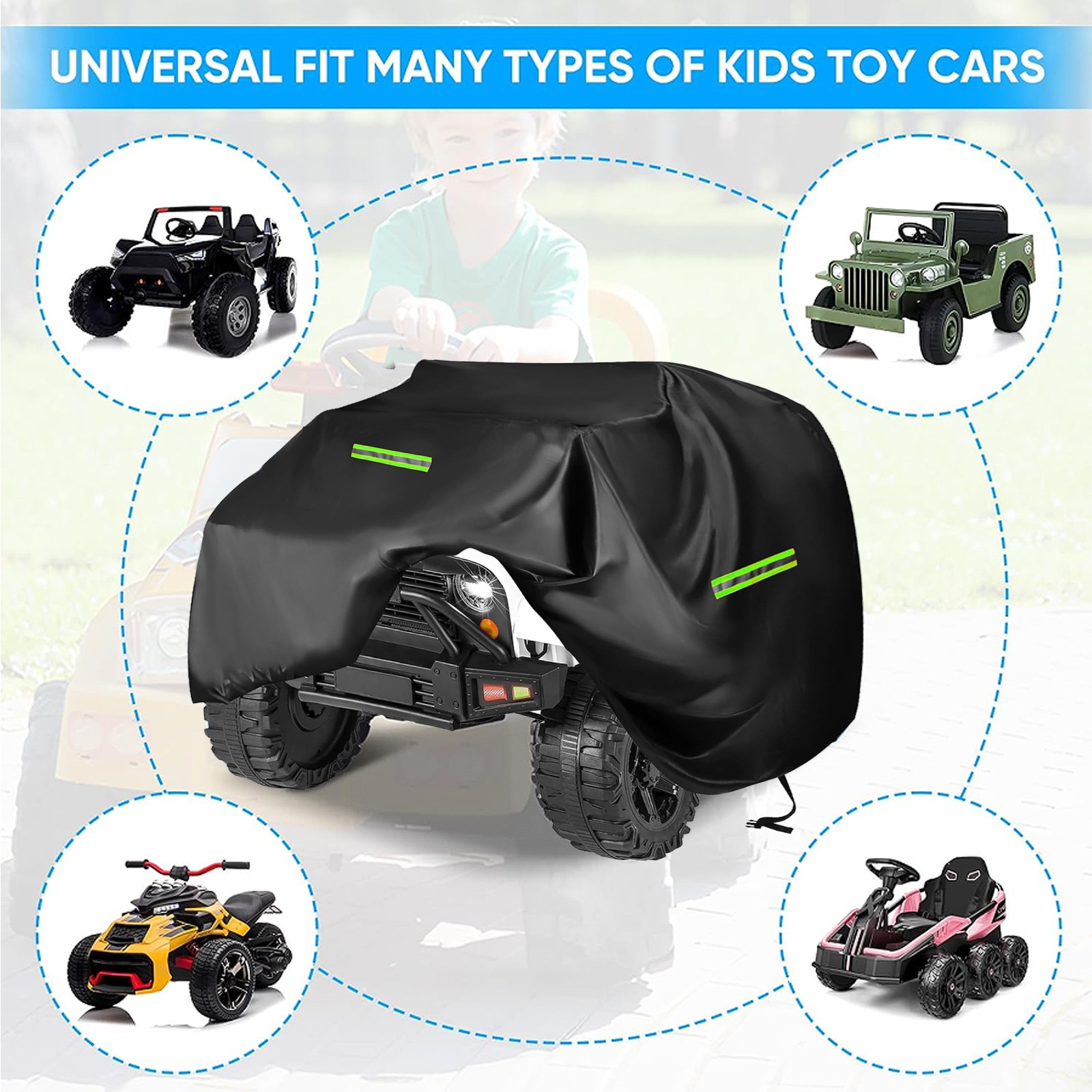 Kids Car Cover 420D Ride on Toy Covers for Kids Electric Vehicle 55*33*32inch