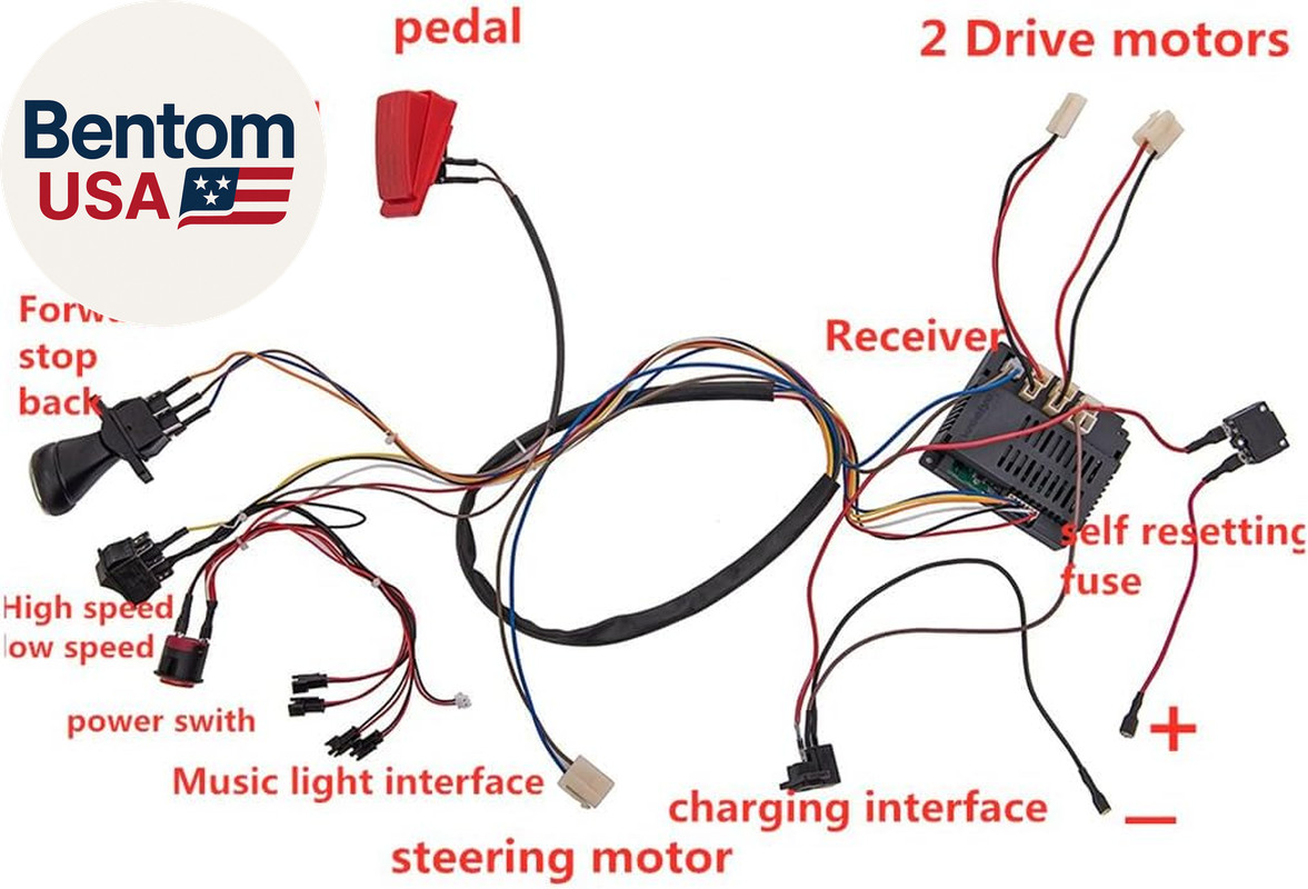12 Volt Children Electric Car DIY Modified Wires and Switch Kit,With 2.4G Blueto