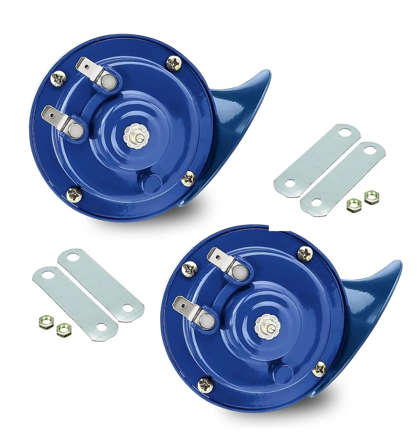 2 PCS Blue Car Snail Air Horns Super Loud Waterproof Horn Kit Replacement