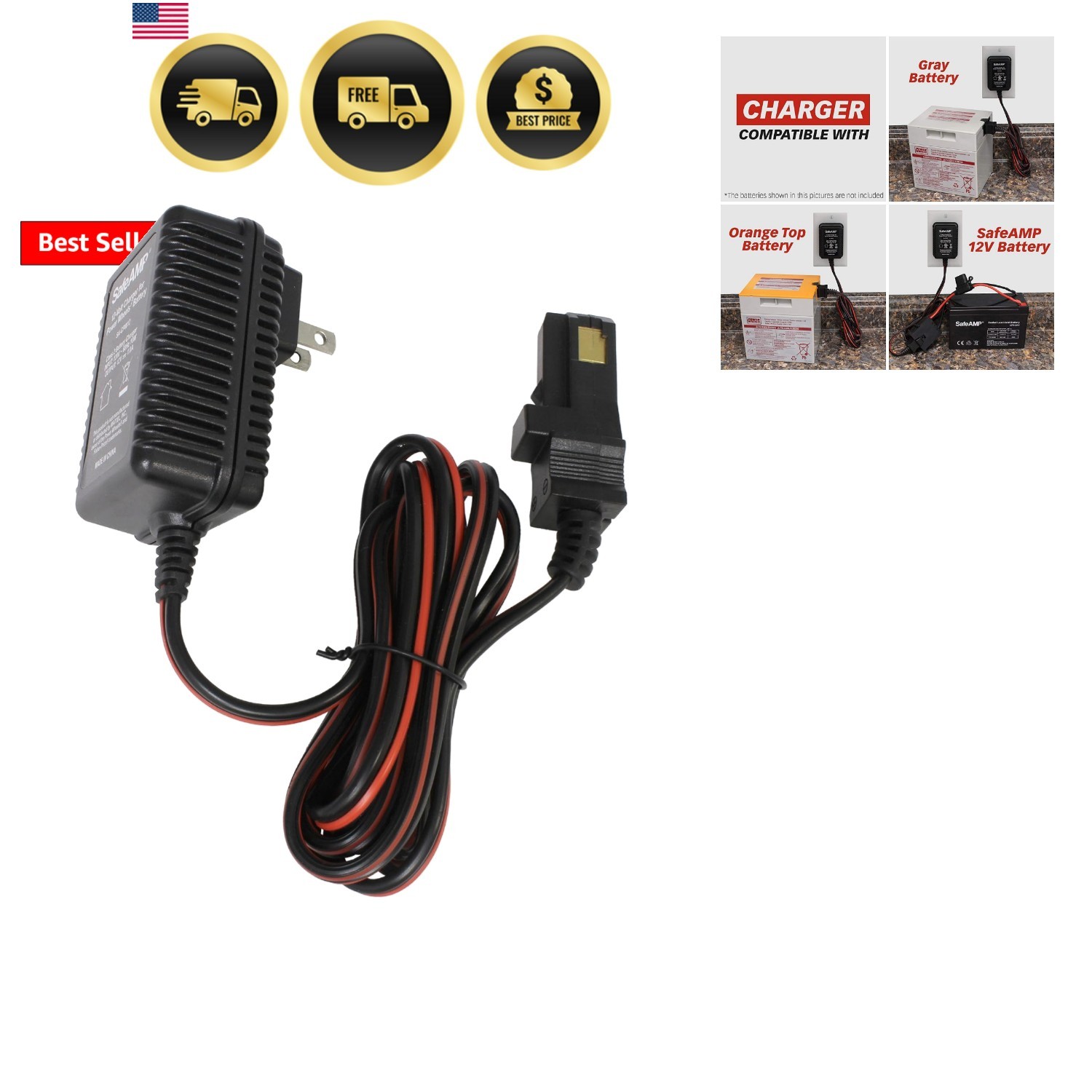 12V Charger Compatible ONLY with Power Wheels Gray Battery and Orange Top Bat…