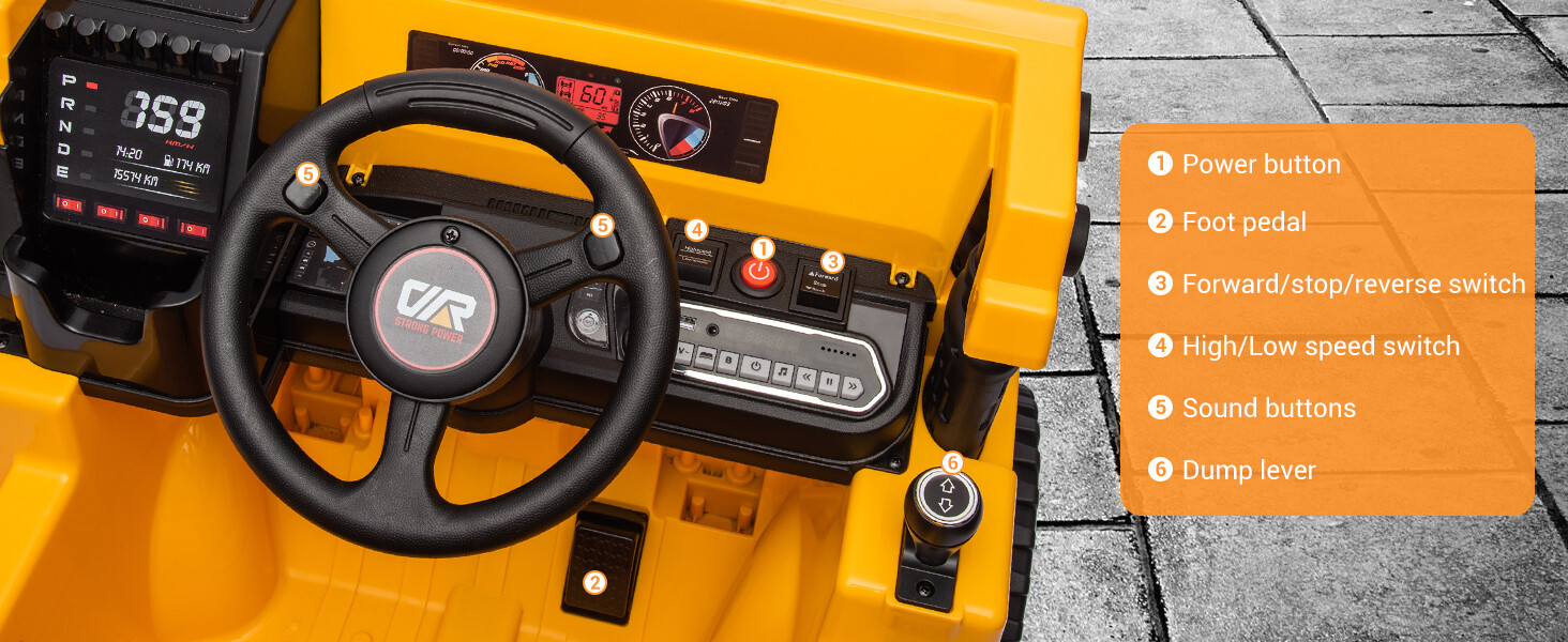 Kids Ride On Dump Truck 12V Battery RC Construction Tractor w/ Electric Bucket