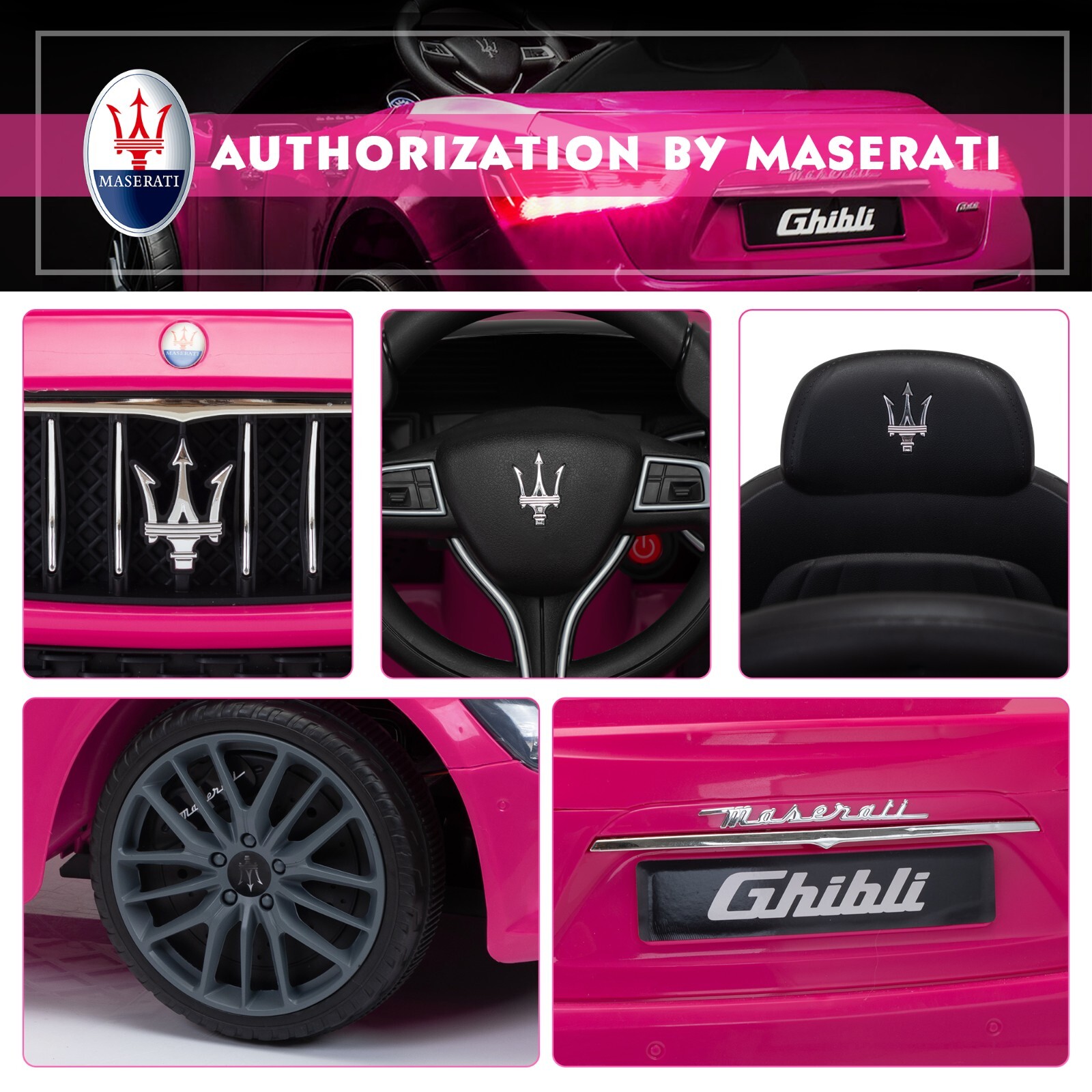 TOBBI 12V Kid Ride on Car Electric Vehicle Toy Maserati Ghibli Licensed w/Remote
