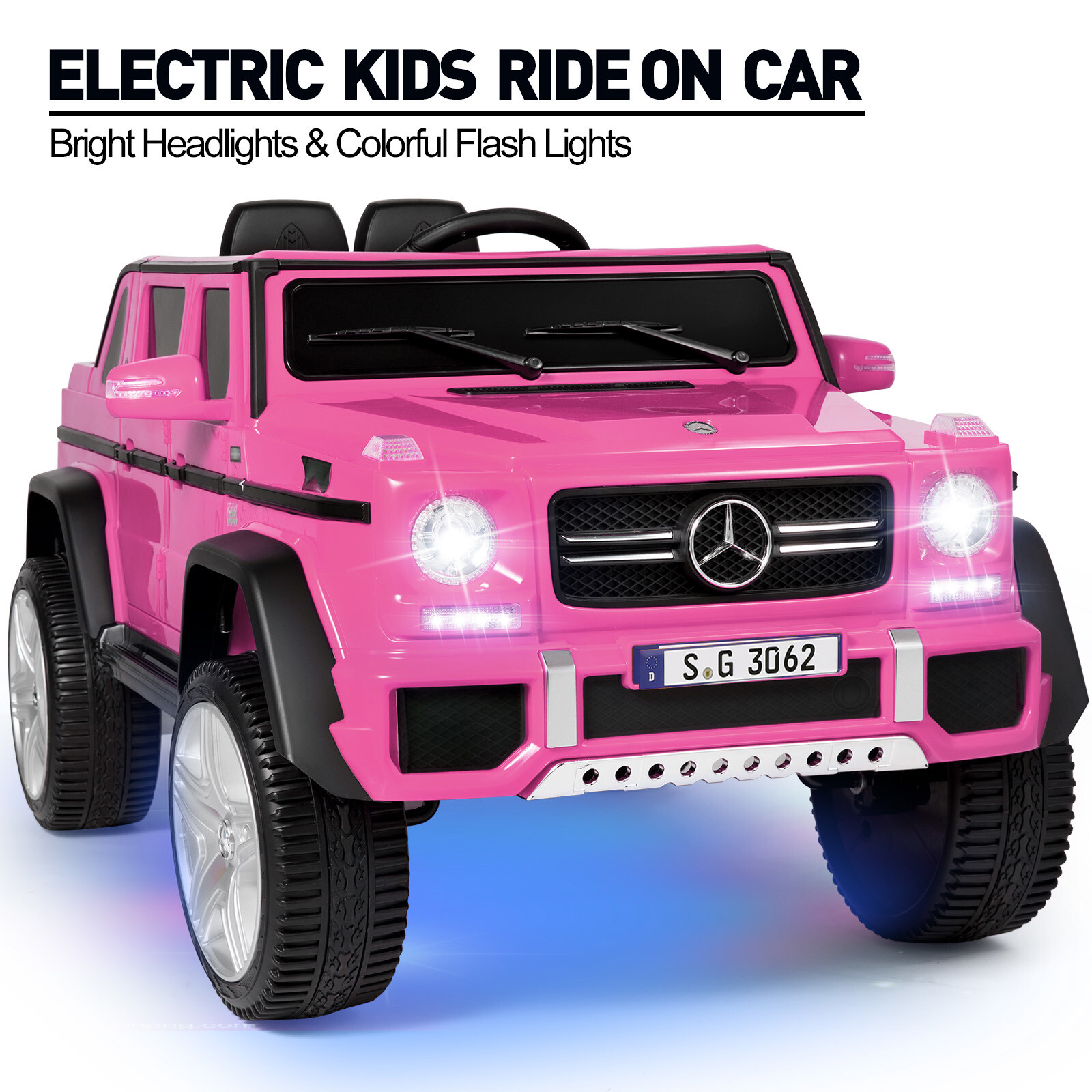 JOYLDIAS Pink 12V Kids Ride On Car Mercedes-Benz Electric Toy 3 Speeds w/ Remote