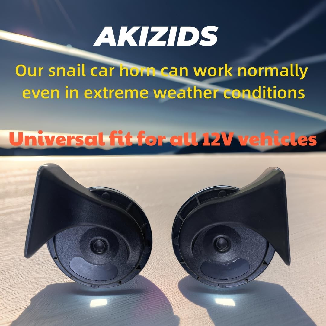 12V Replacement Car Horn Kit 2PCS Super Loud electric Snail Horn Dual Tone Un…