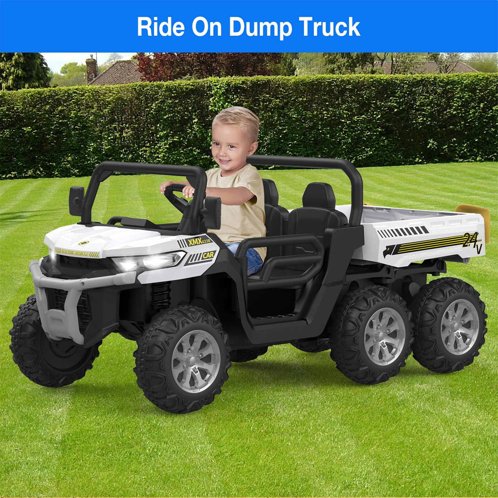 🍒Remote Control Electric Ride On Dump Truck for Kids Ride On Toy with Dump Bed