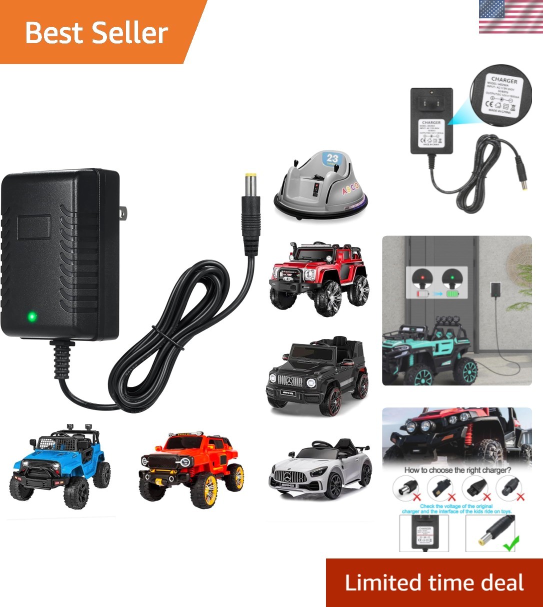 12V Kids Charger for Ride On Car, 12V Various Electric Ride-on Toys Car Batte…