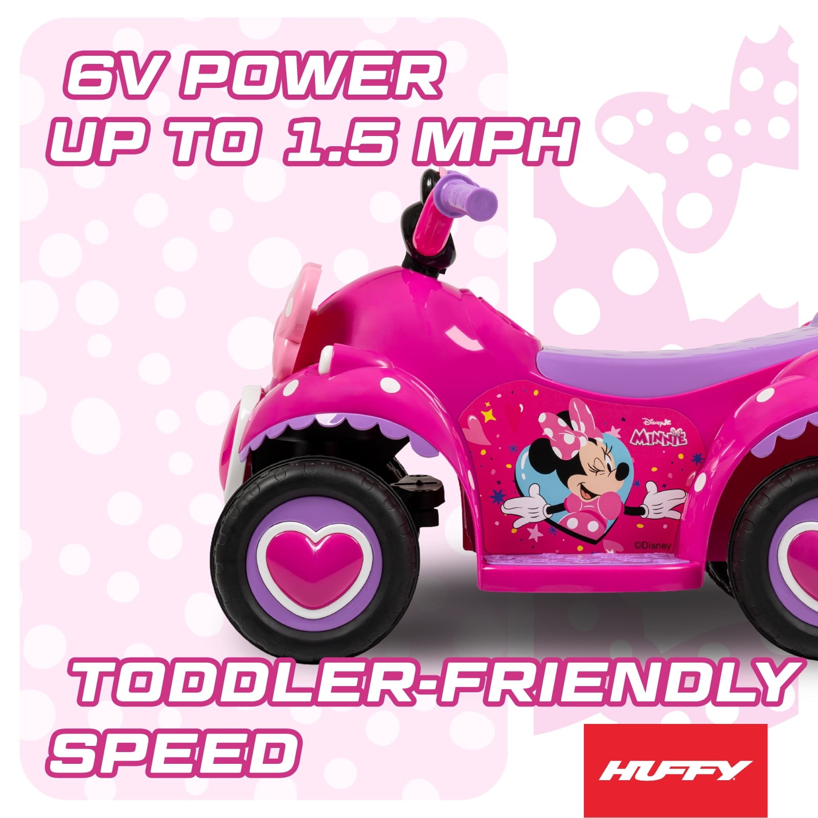 6V Disney Minnie Mouse Ride-On Quad for Toddlers Ages 1.5-3 Pink