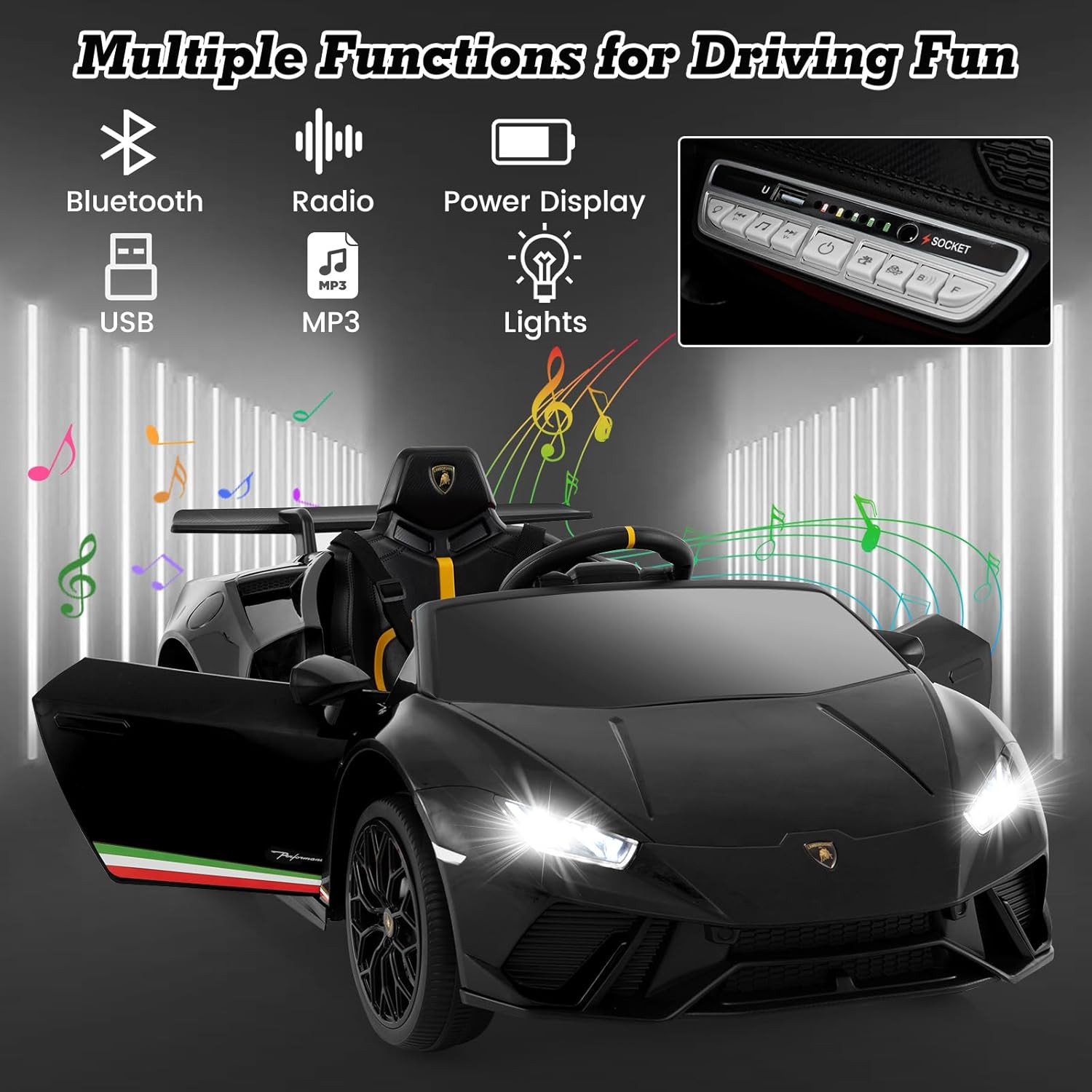 Licensed Lamborghini Huracan Ride on Car by , 12V Kids Electric Vehicle Battery