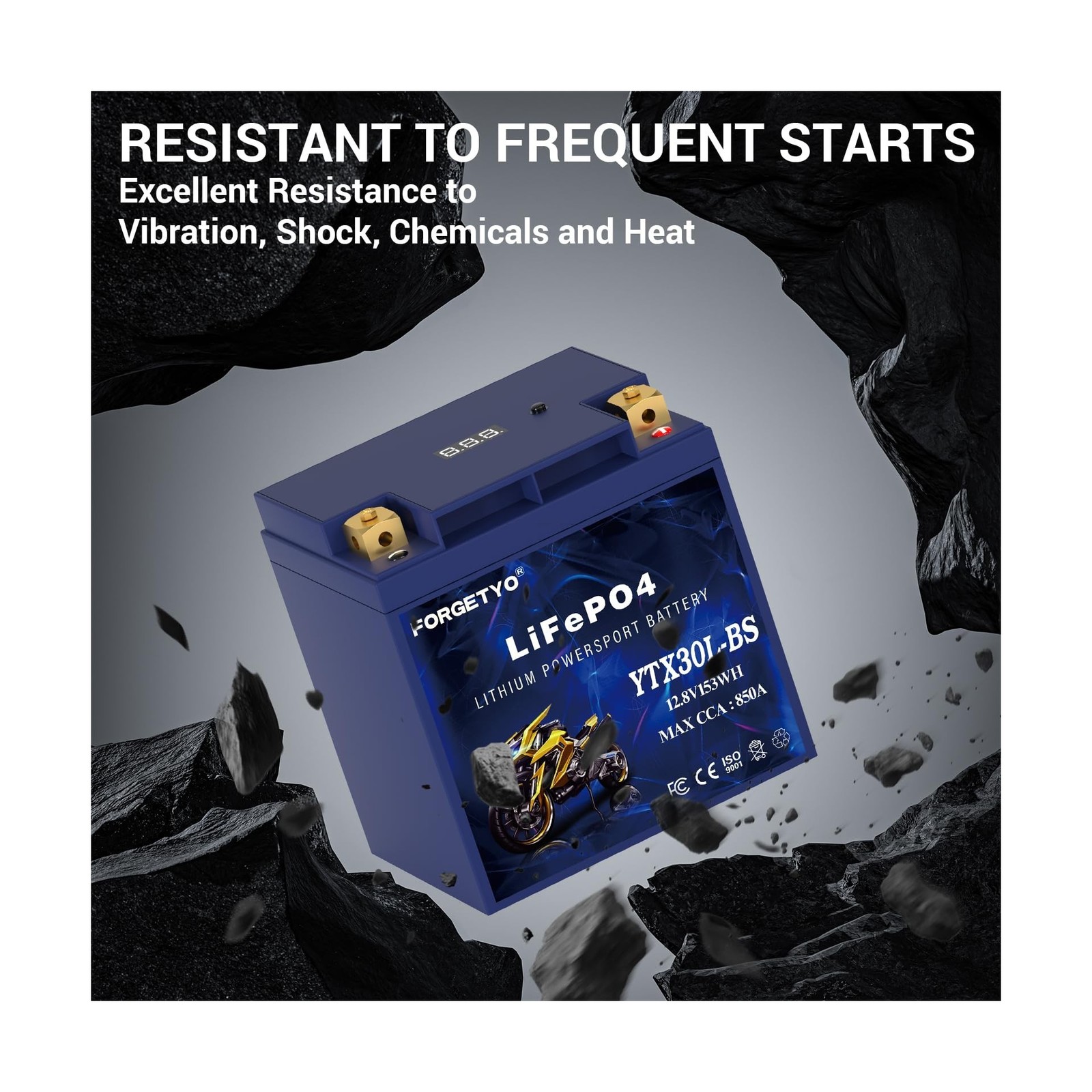 Lithium YTX30L-BS, 850A LiFePO4 Motorcycle Battery, 12V 12AH ATV, UTV, Jet Sk…