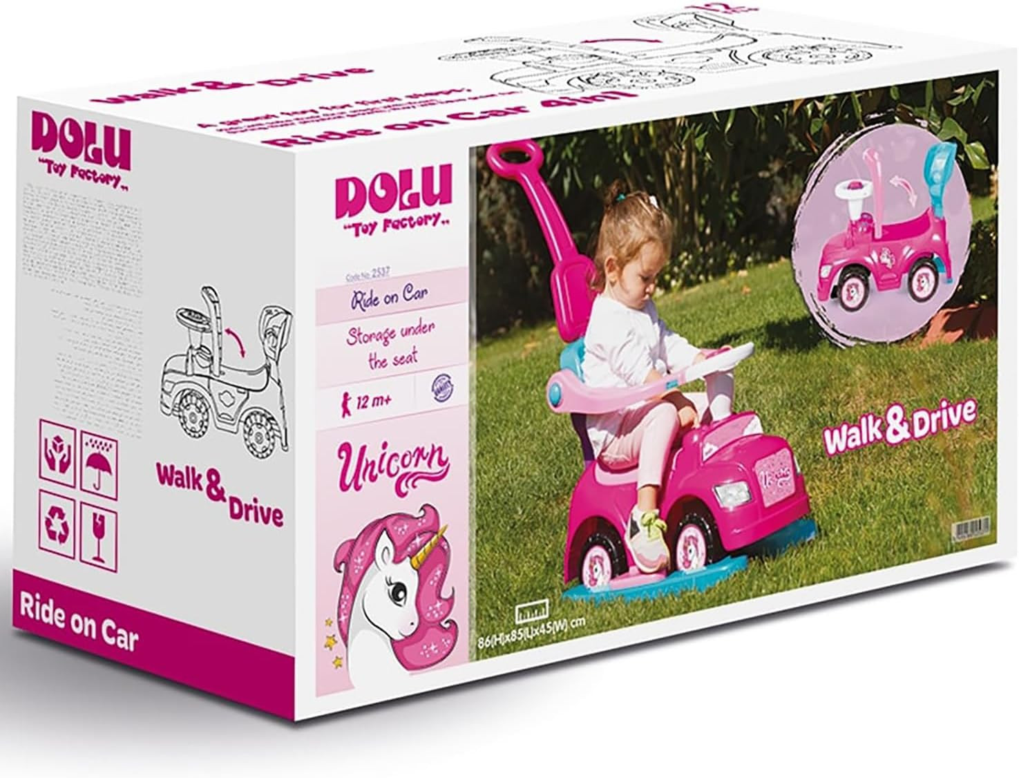 : Ride on Car: 4-In-1 Walk & Drive – Unicorn & Pink – Walk-Ride-Rock-Drive, Foot