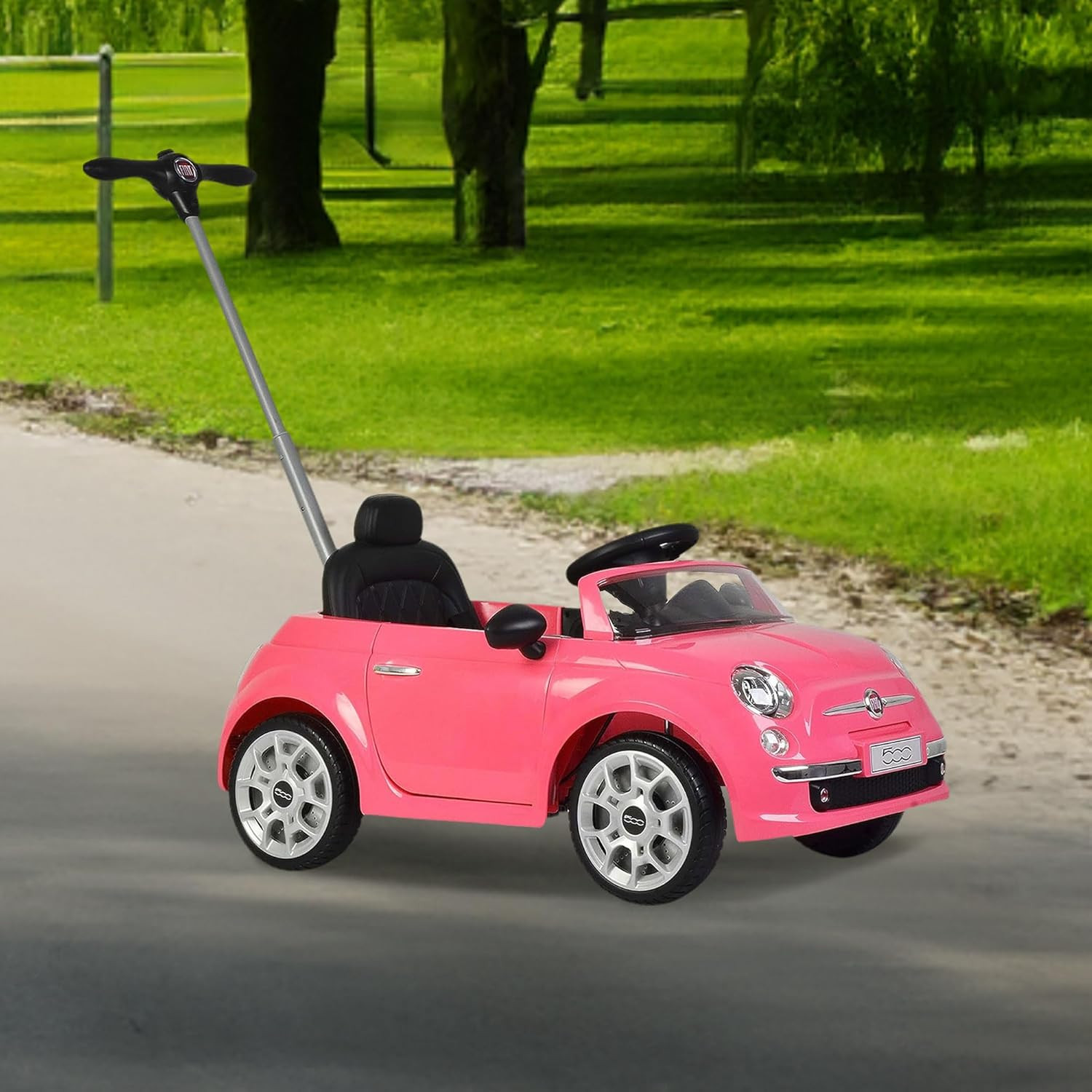 Fiat 500 Push Car, Pink, Large
