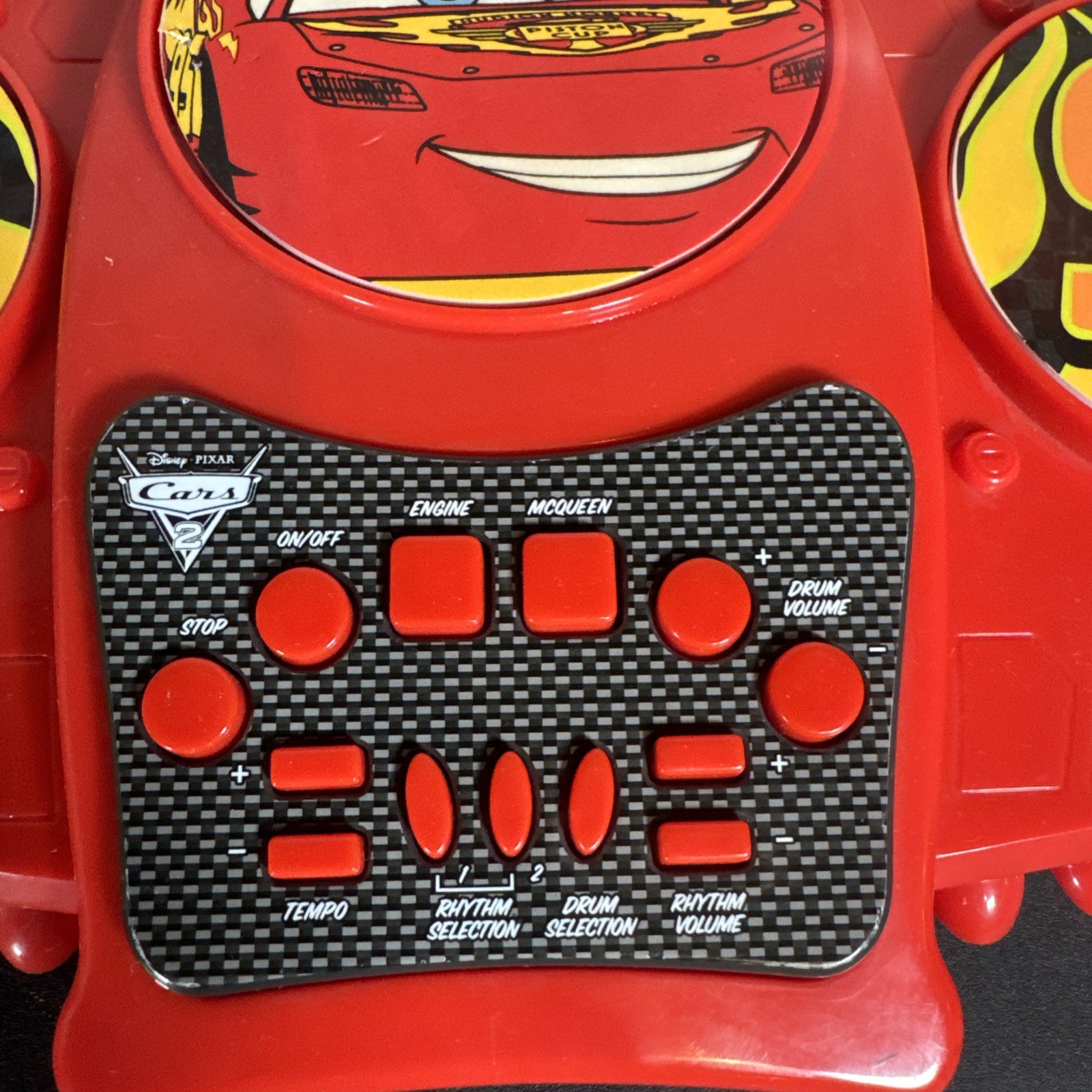 Disney Cars Lightning McQueen Electric Pretend Drum Toddler Toy Sounds WORKS