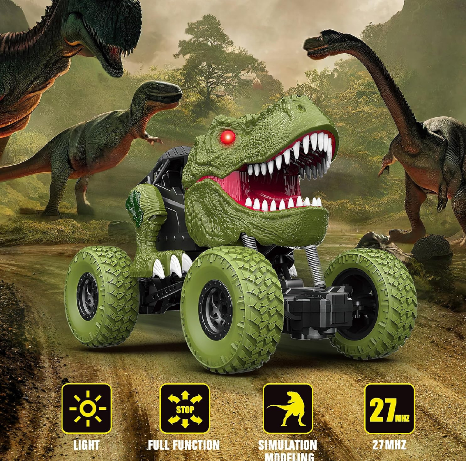 Remote Control Dinosaur Car for Kids Boys 2.4Ghz All Terrain Remote Control