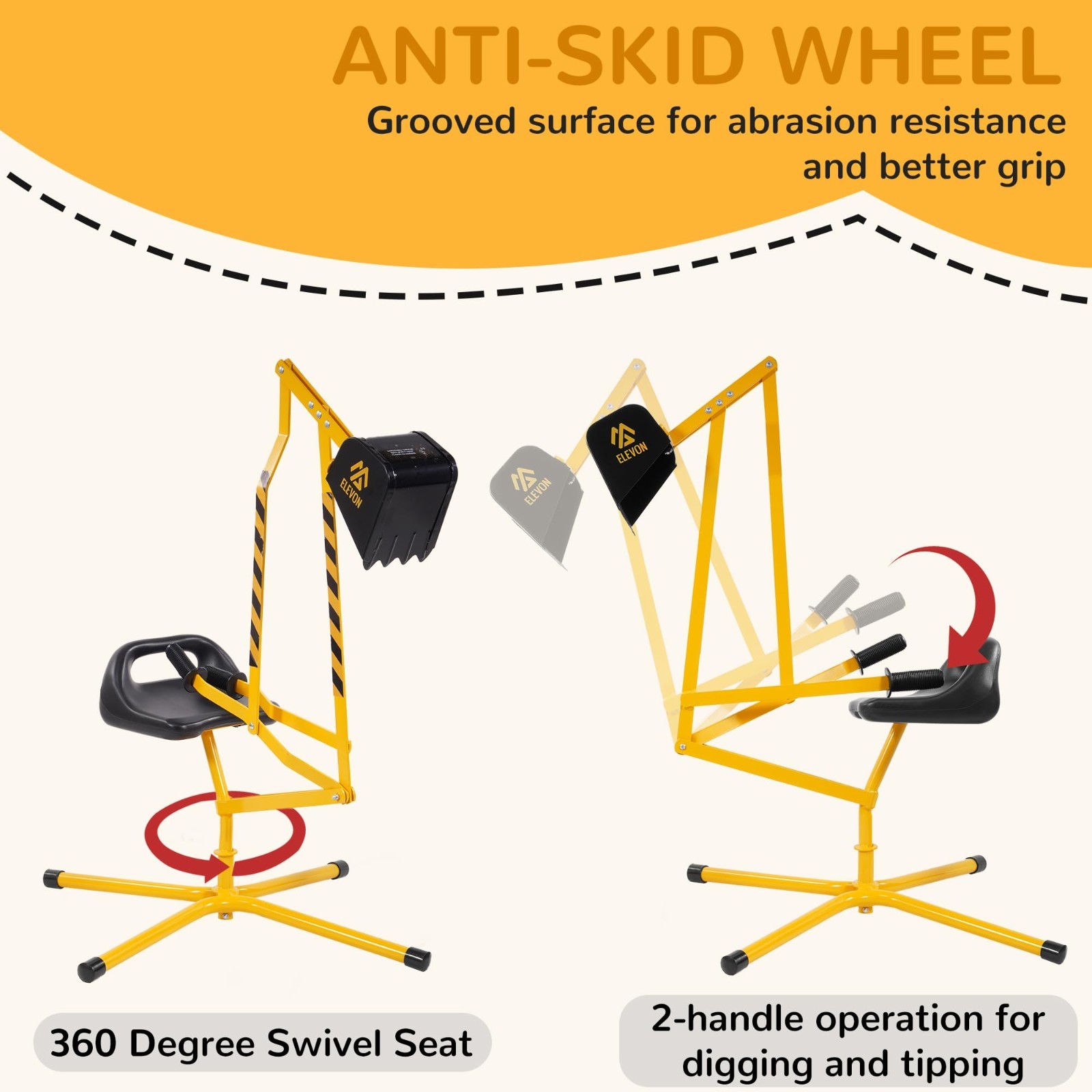 Kids Excavator Ride-On Toy, 360° Rotating Digger for Beach & Sandbox Fun, Steel