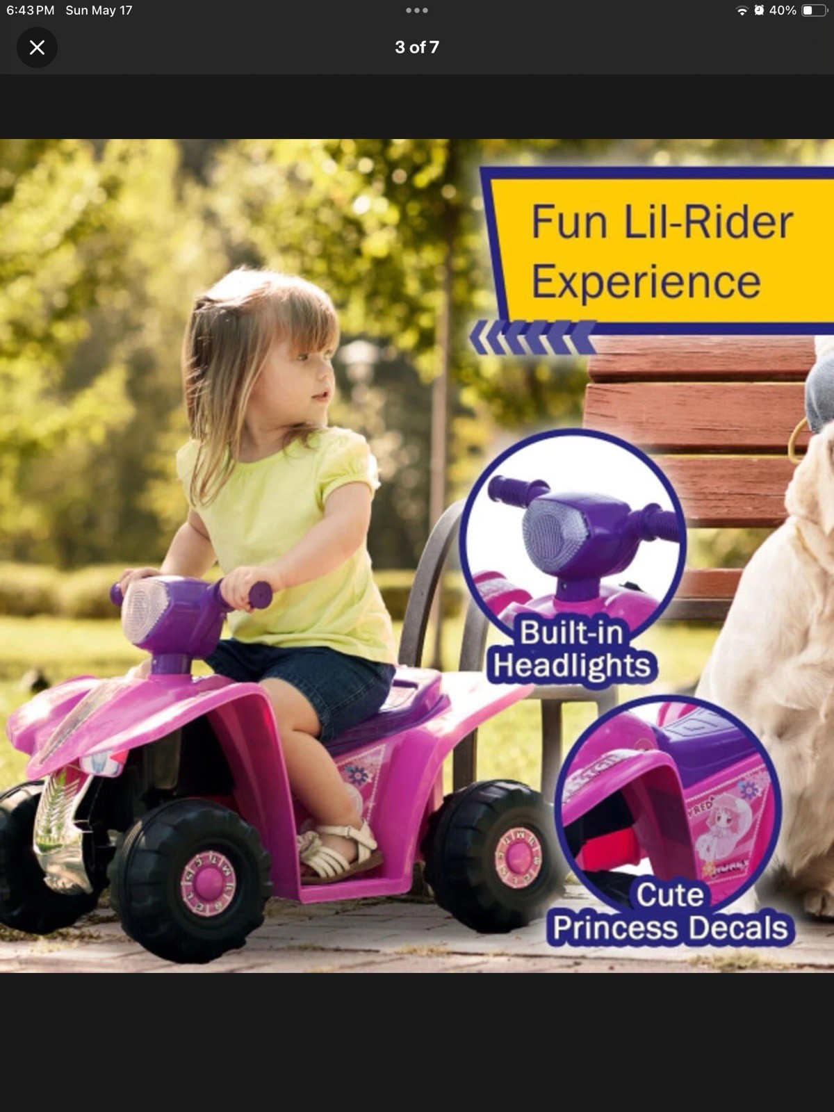 4 Wheeler for Girl 6V Battery-Powered All-Terrain Ride on Car for Kids Ages 3-