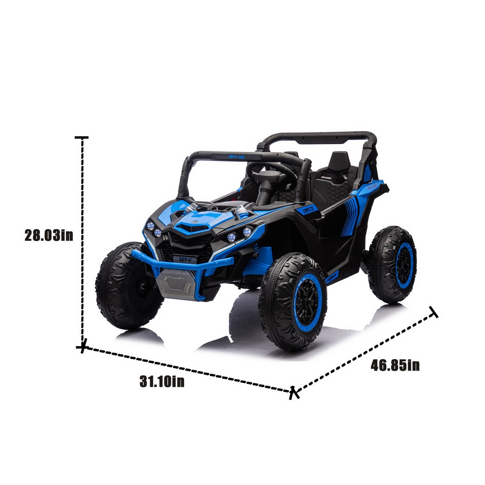 24V 7Ah Kids Ride On Rally UTV Car Parents Control LED Music 4-Wheel Suspension