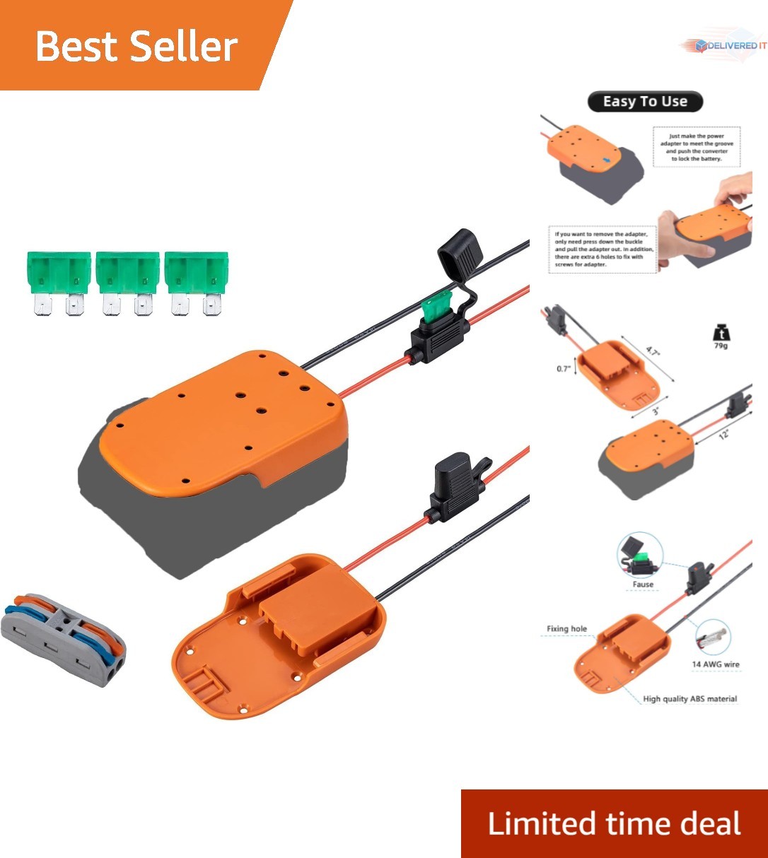 Power Wheels Battery Adapter 18V Lithium-ion Connector for DIY Robotics