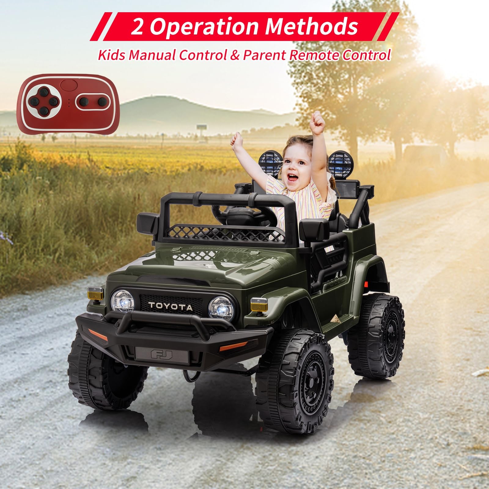 Licensed Toyota 12V Ride-On Truck Battery Powered Electric Car for Kids Remote
