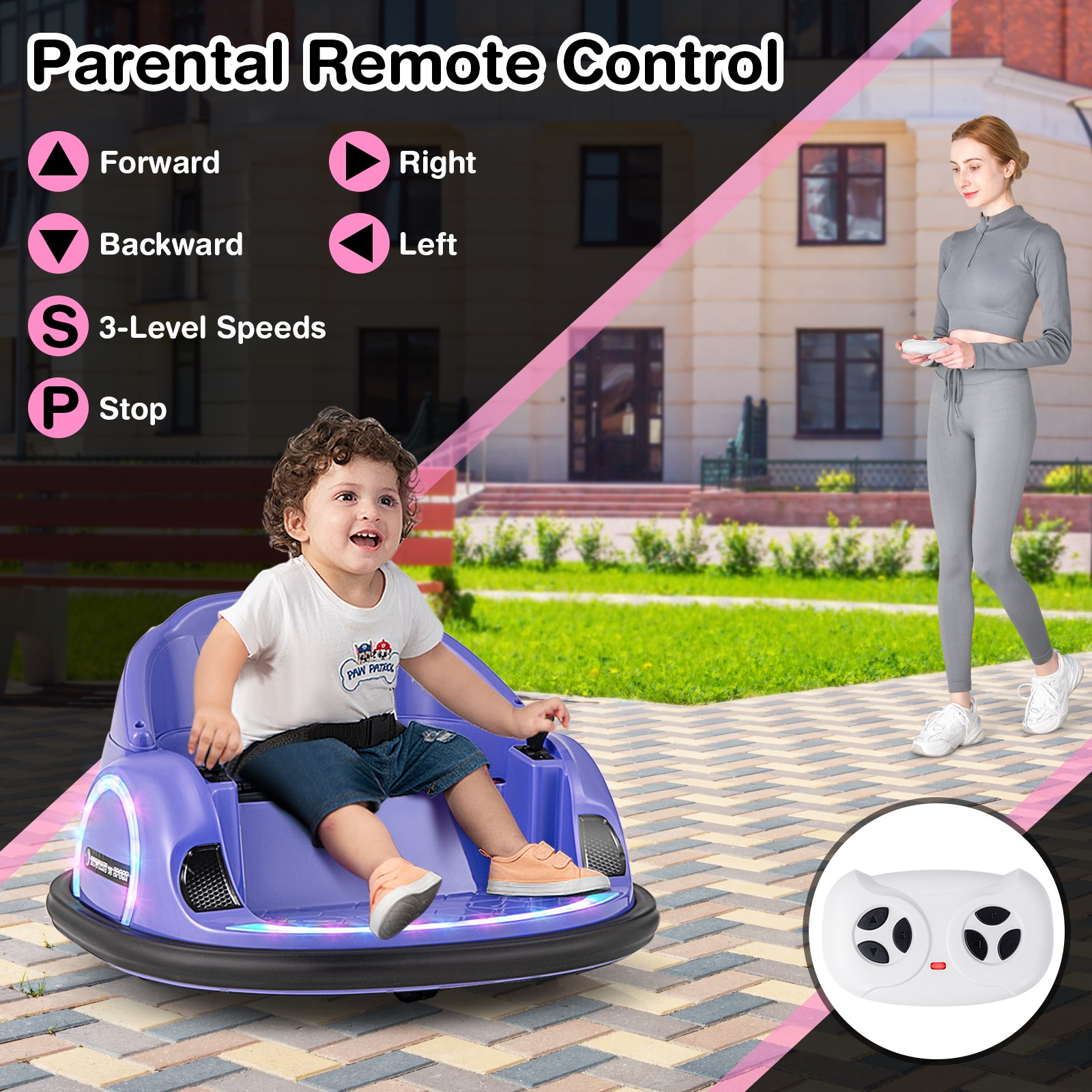 12V Electric 360° Spin Car Toy Ride on Bumper Car for Toddlers w/ Remote Control
