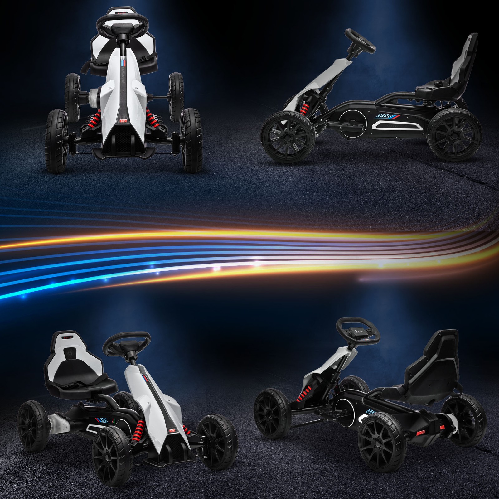 12V Electric Go Kart for Kids w/ Adjustable Speed, White