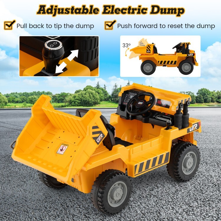 12V Battery Kids Ride on Electric Dump Truck Car Gift Kids w/Electric Dump Bed