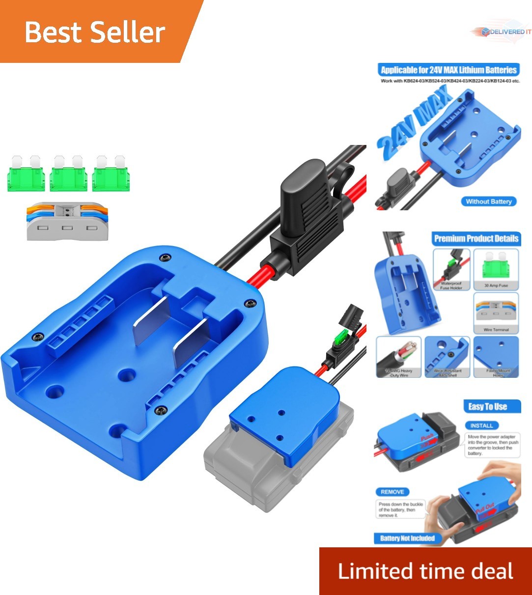 Power Wheels Battery Adapter 24V Max Compatible for Kobalt 14 Gauge Wire