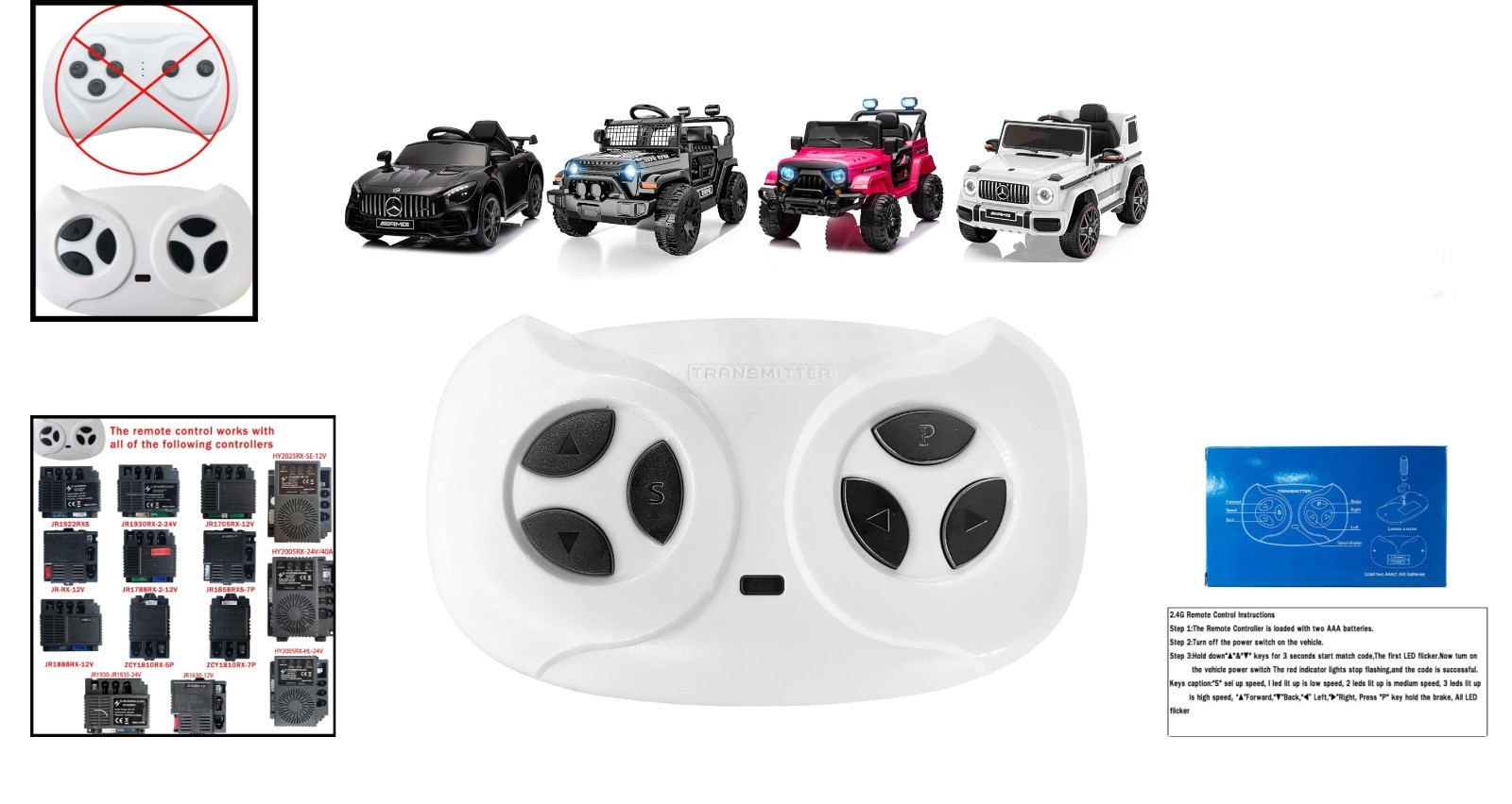 Multi-Device Bluetooth Remote Transmitter for Kids’ Power Wheels & SUVs