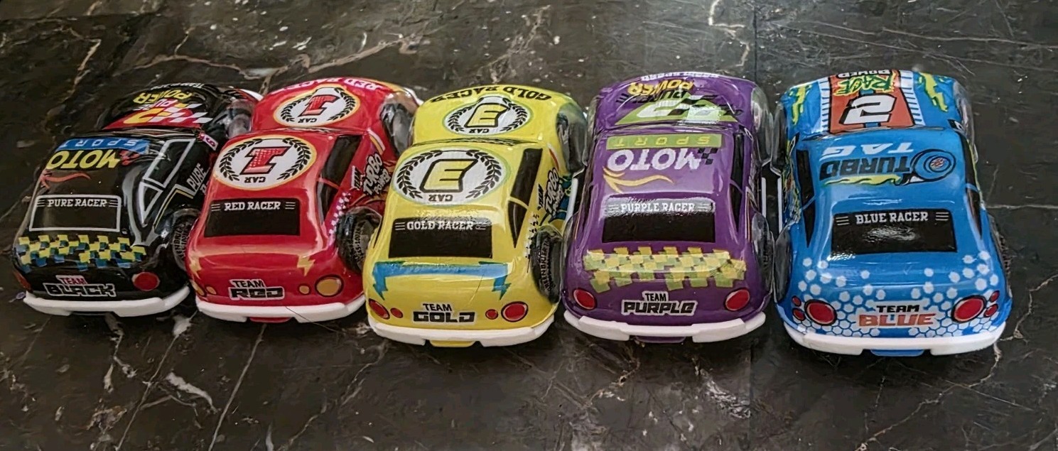 Speed Shotz Pull Back Race Car Lot of 5 Cars Toys Black Blue Red Purple Yellow