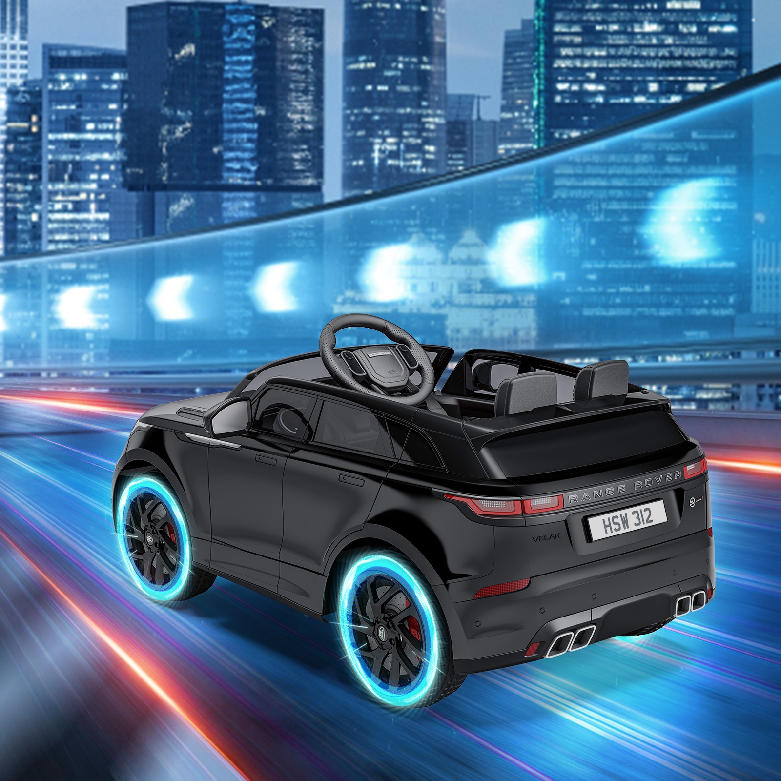 12V Land Rover Licensed Ride-On Car for Kids w/ Remote, LED Lights & Music,Black